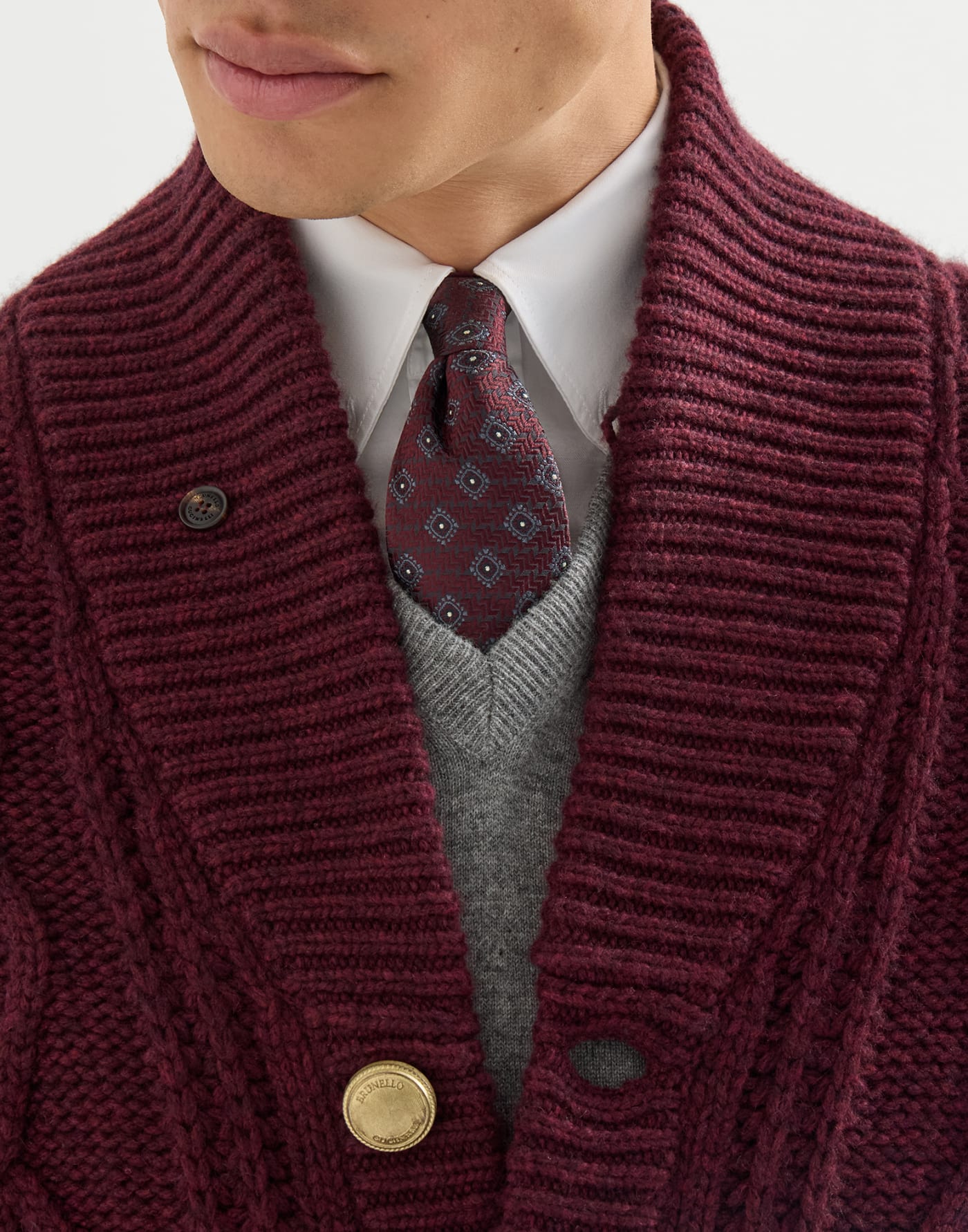 Necktie with pattern Burgundy Man - Brunello Cucinelli