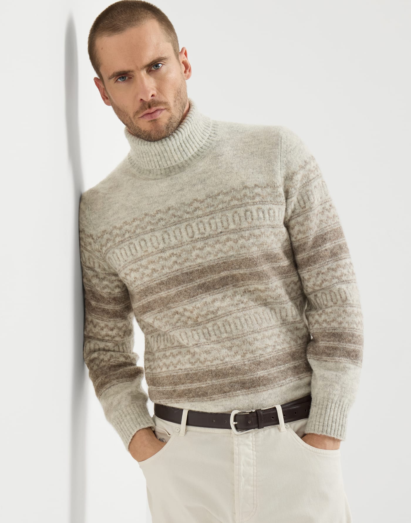 Свитер Nordic Jacquard Каштановый Мужчина - Brunello Cucinelli