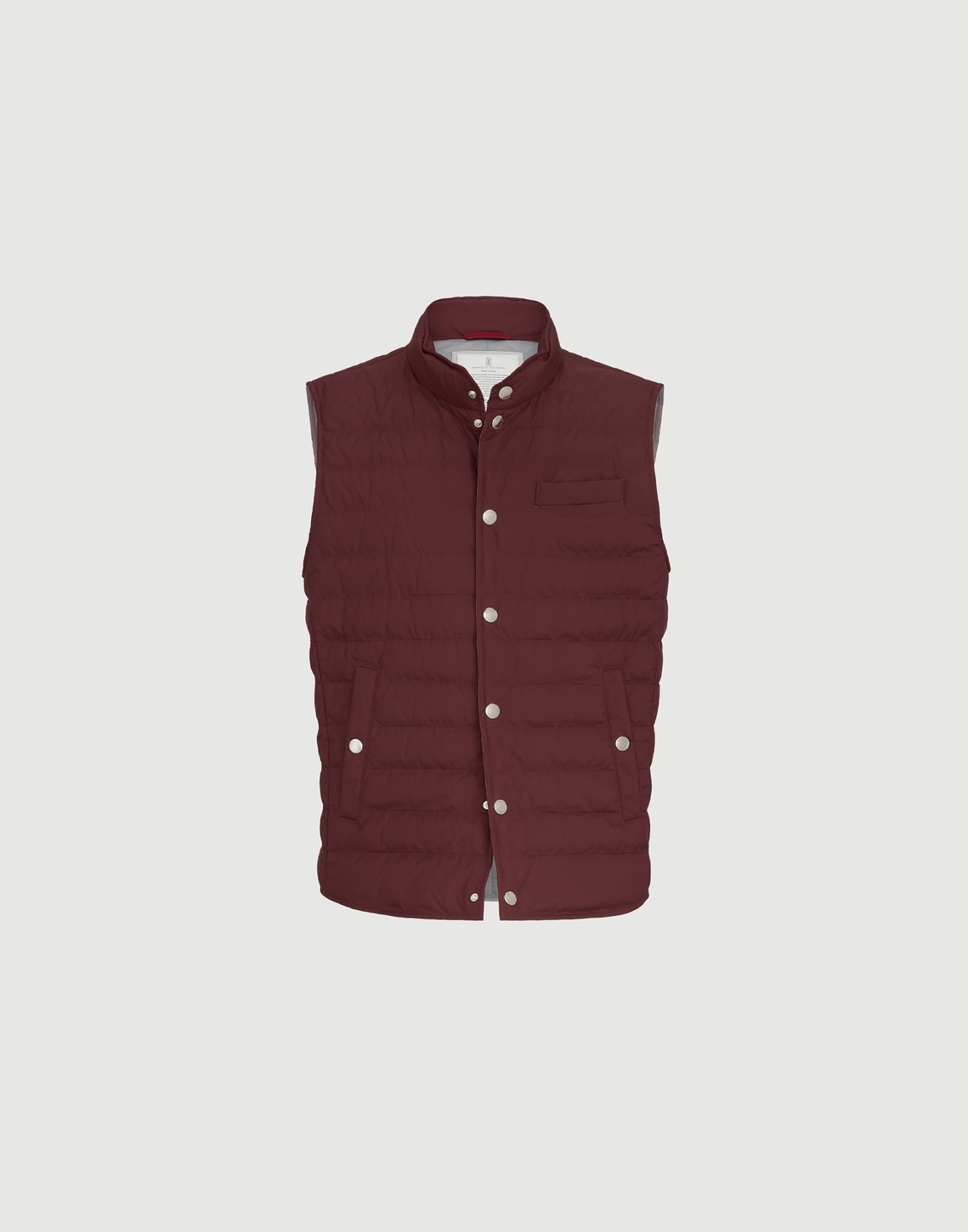 Techno fabric down vest Burgundy Man - Brunello Cucinelli