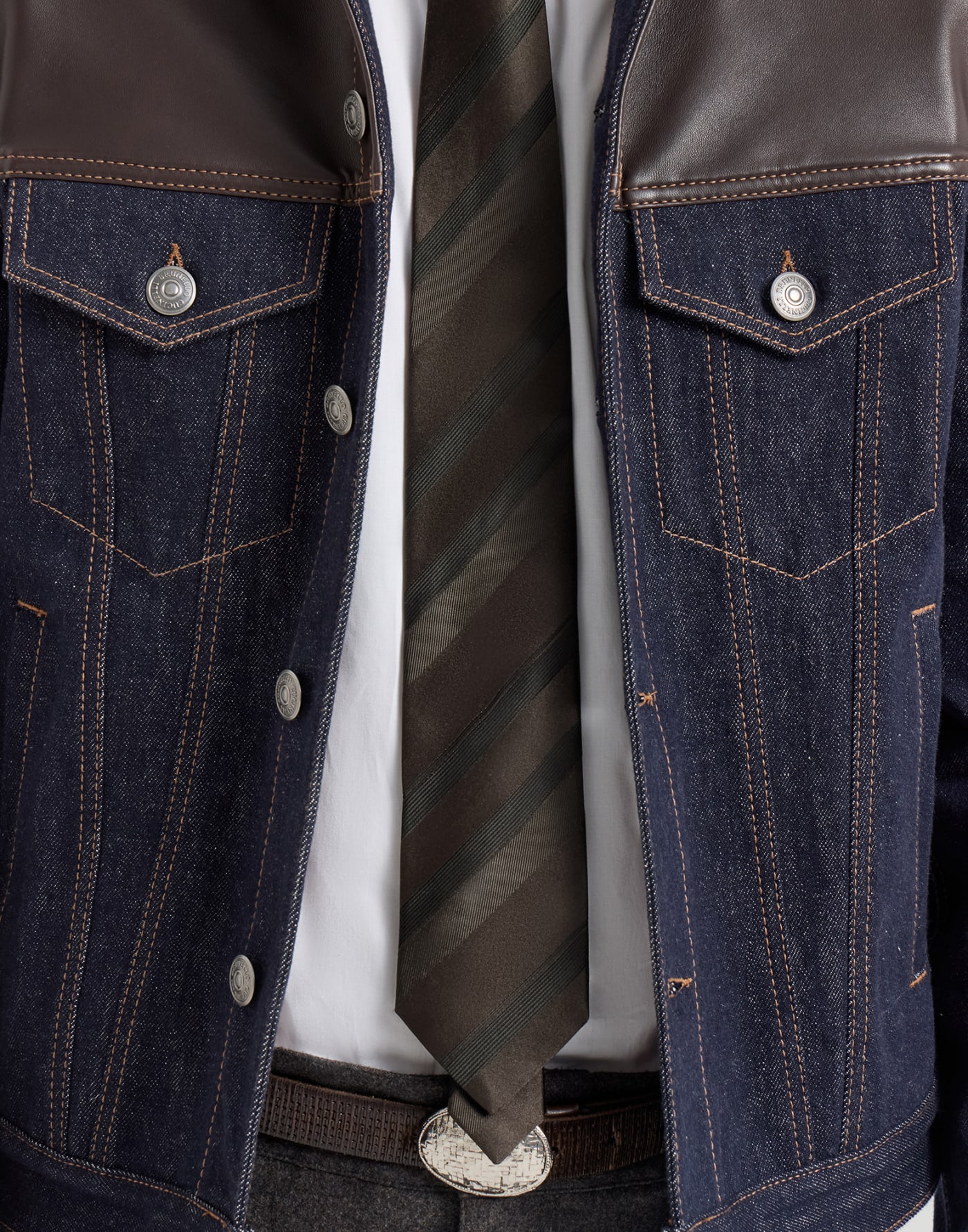 Cravate en soie regimental Marron Foncé Homme - Brunello Cucinelli