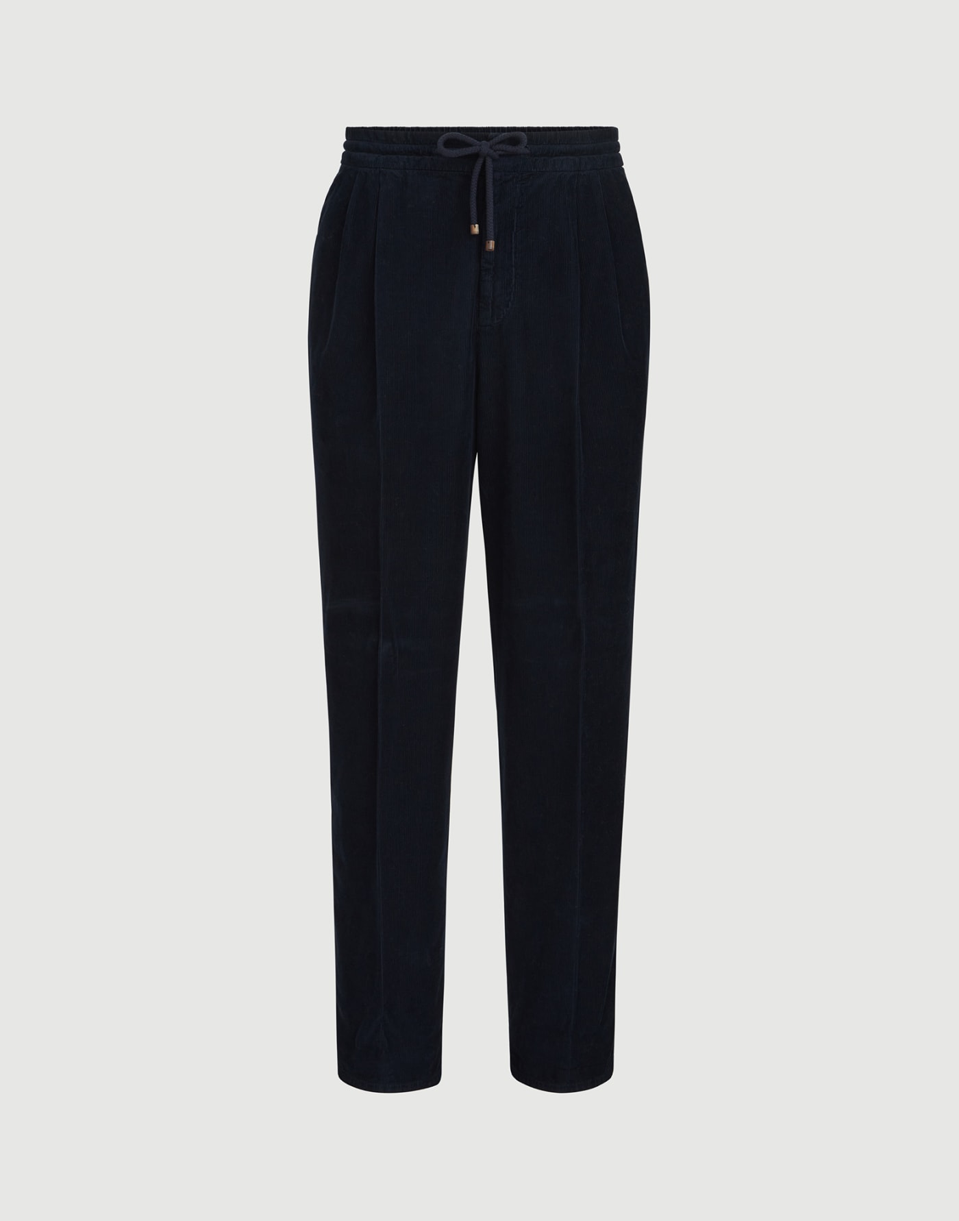 Trousers with drawstring and double pleats Navy Blue Man - Brunello Cucinelli