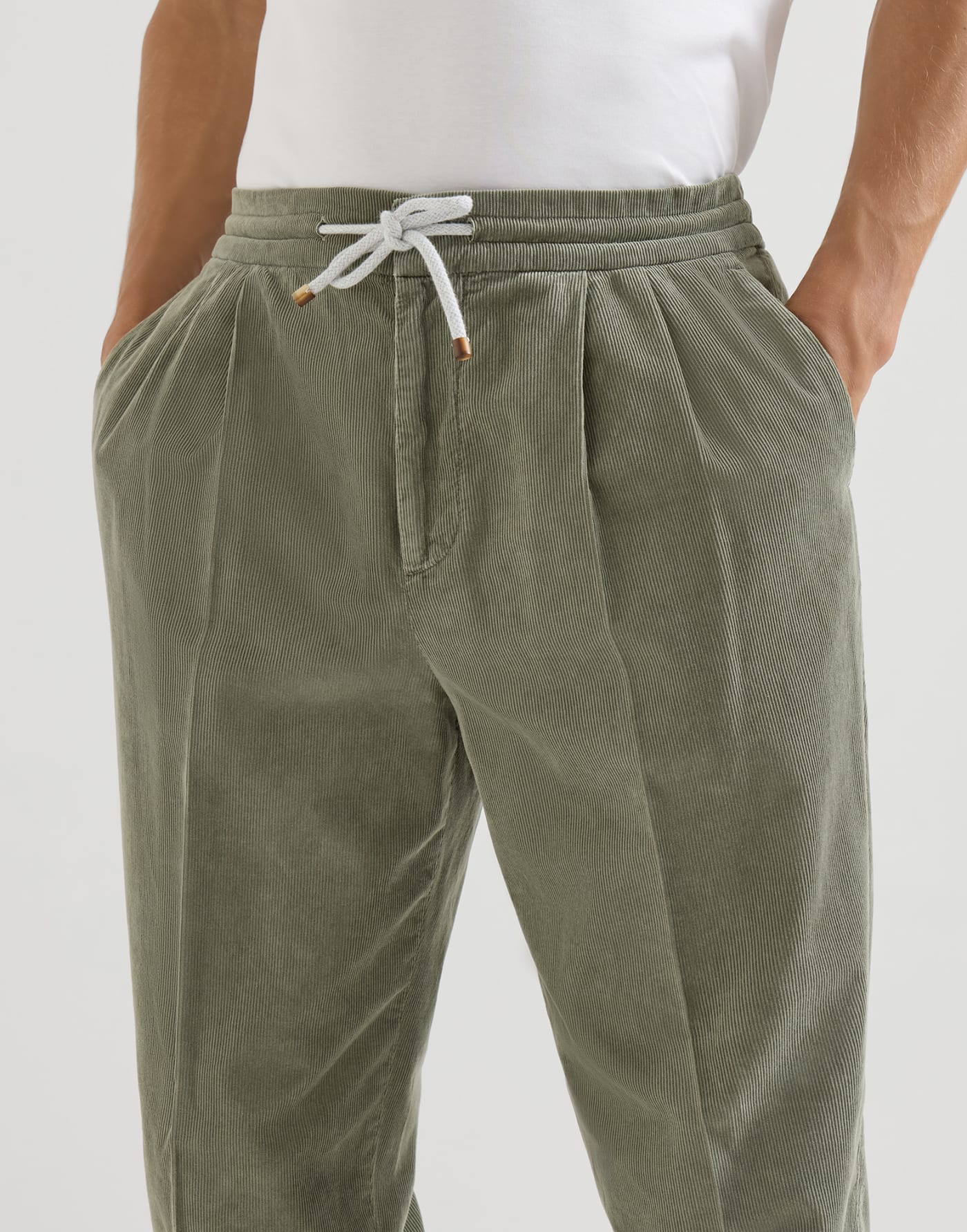 Trousers with drawstring and double pleats Military Man - Brunello Cucinelli