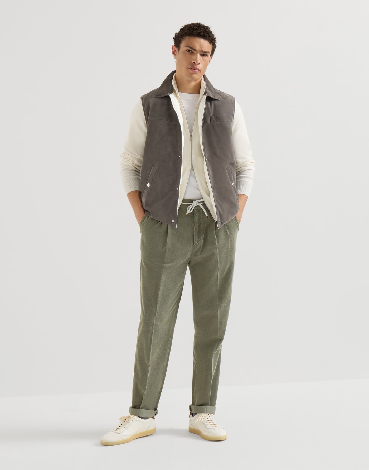 Trousers with drawstring and double pleats Military Man - Brunello Cucinelli
