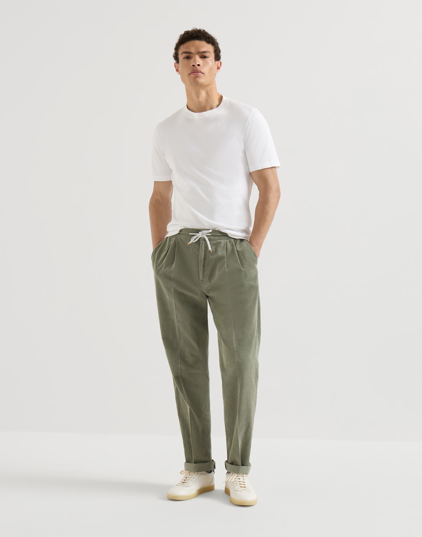 Trousers with drawstring and double pleats Military Man - Brunello Cucinelli
