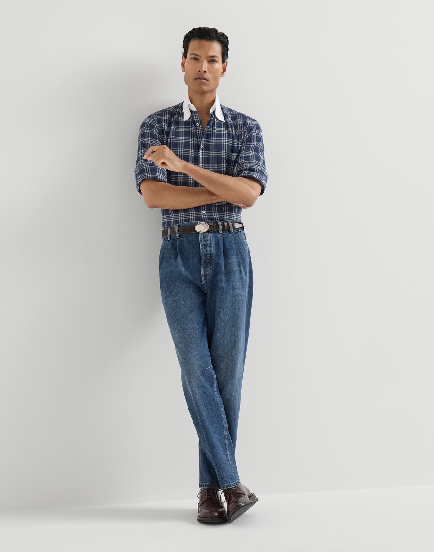Iconic fit five-pocket trousers Medium Denim Man - Brunello Cucinelli
