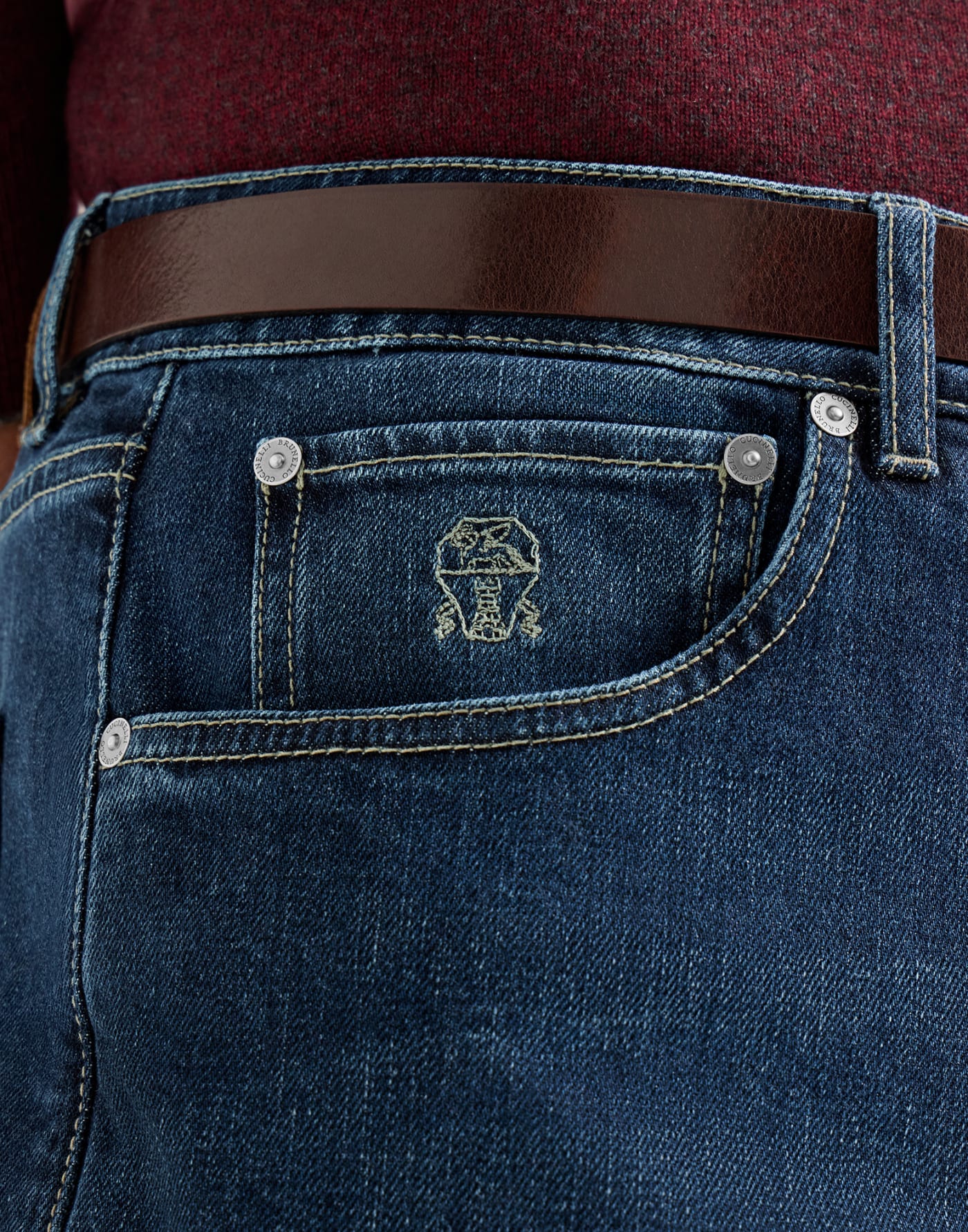 Pantalon cinq poches coupe leisure fit Denim Foncé Homme - Brunello Cucinelli