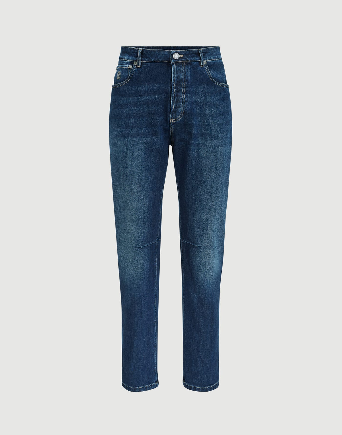 Pantalon cinq poches coupe leisure fit Denim Foncé Homme - Brunello Cucinelli