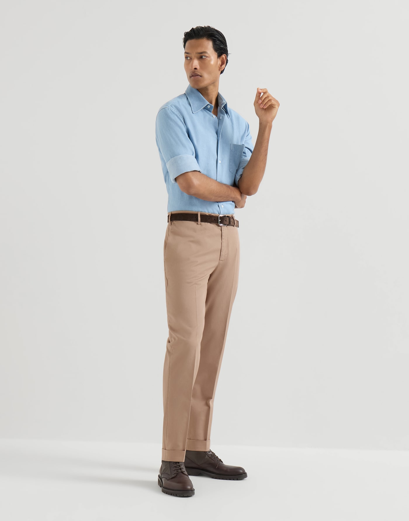 Pantalone in gabardina comfort Camel Uomo - Brunello Cucinelli