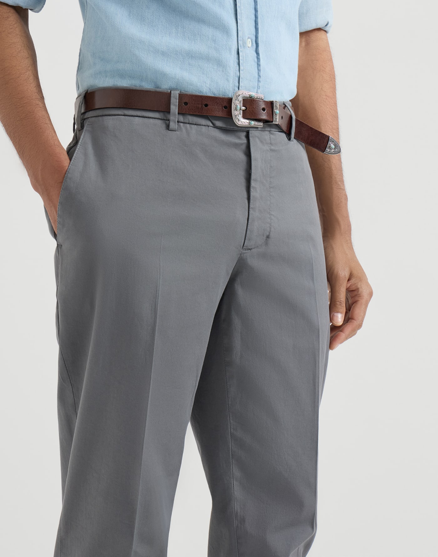 Comfort gabardine trousers Silver Man - Brunello Cucinelli