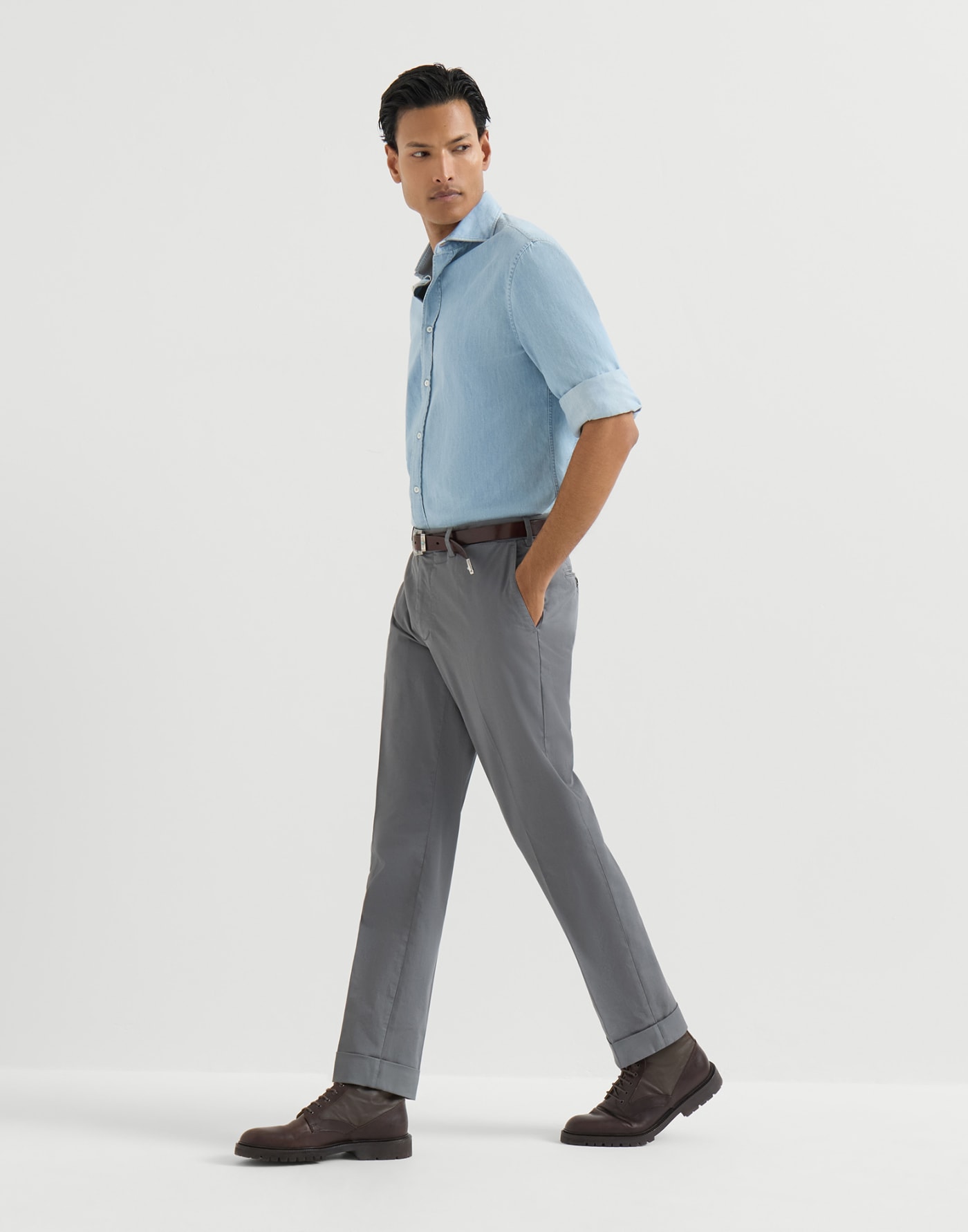 Comfort gabardine trousers Silver Man - Brunello Cucinelli