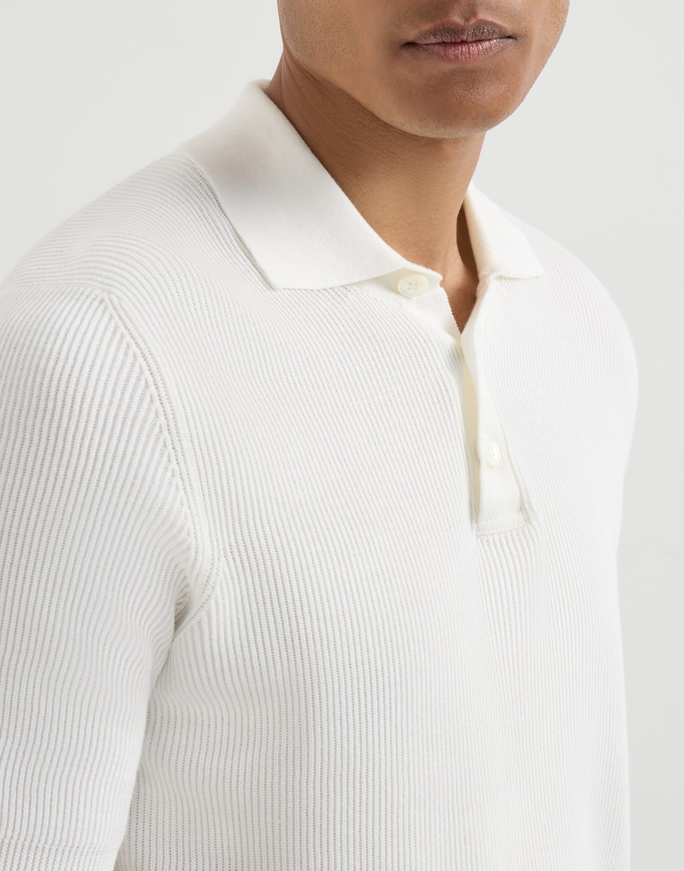 Cotton English rib knit polo shirt Panama Man - Brunello Cucinelli