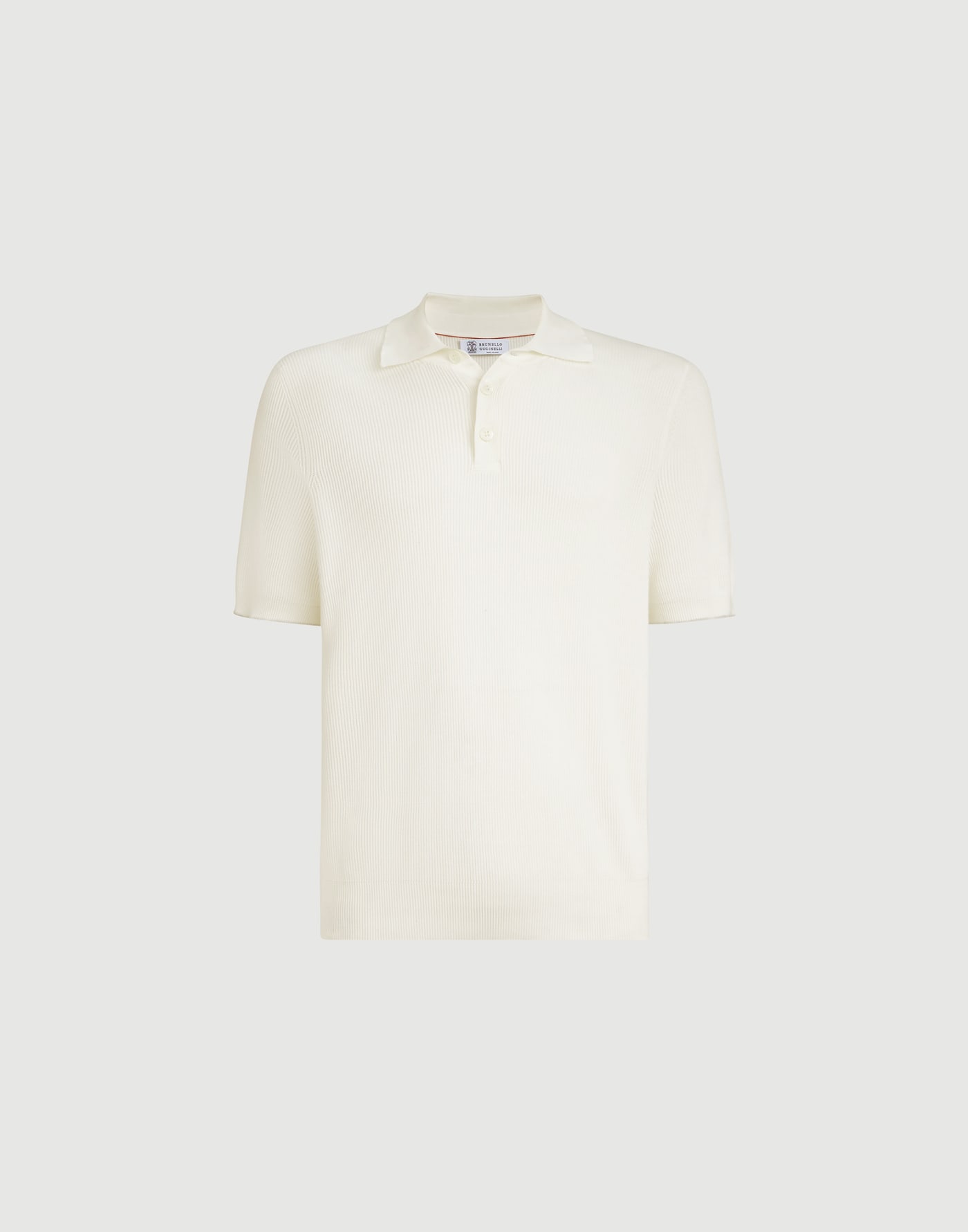 Cotton English rib knit polo shirt Panama Man - Brunello Cucinelli