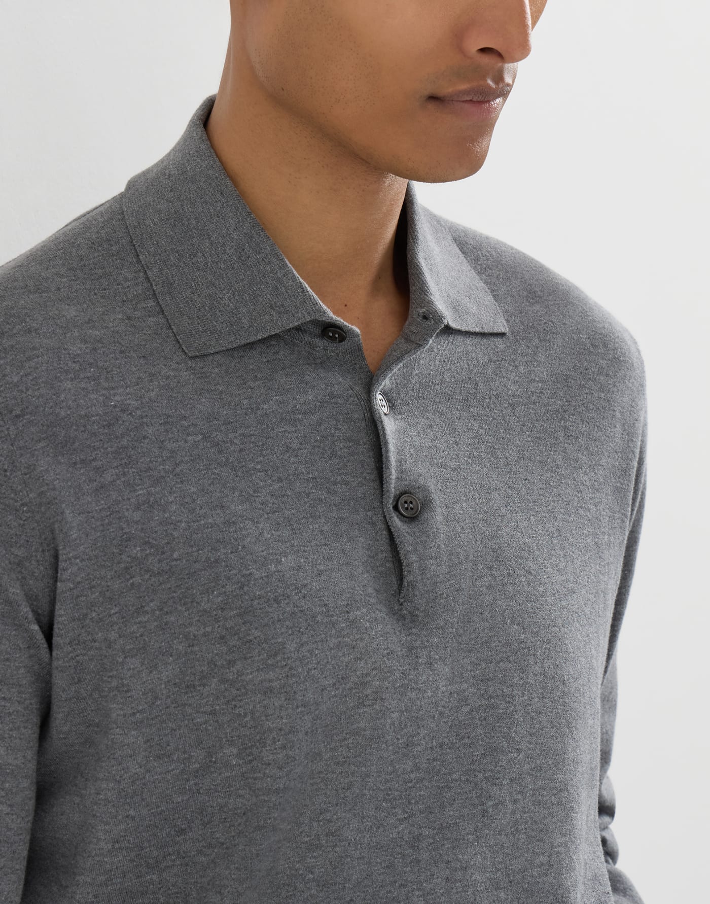 Polo en maille légère de coton Gris Foncé Homme - Brunello Cucinelli