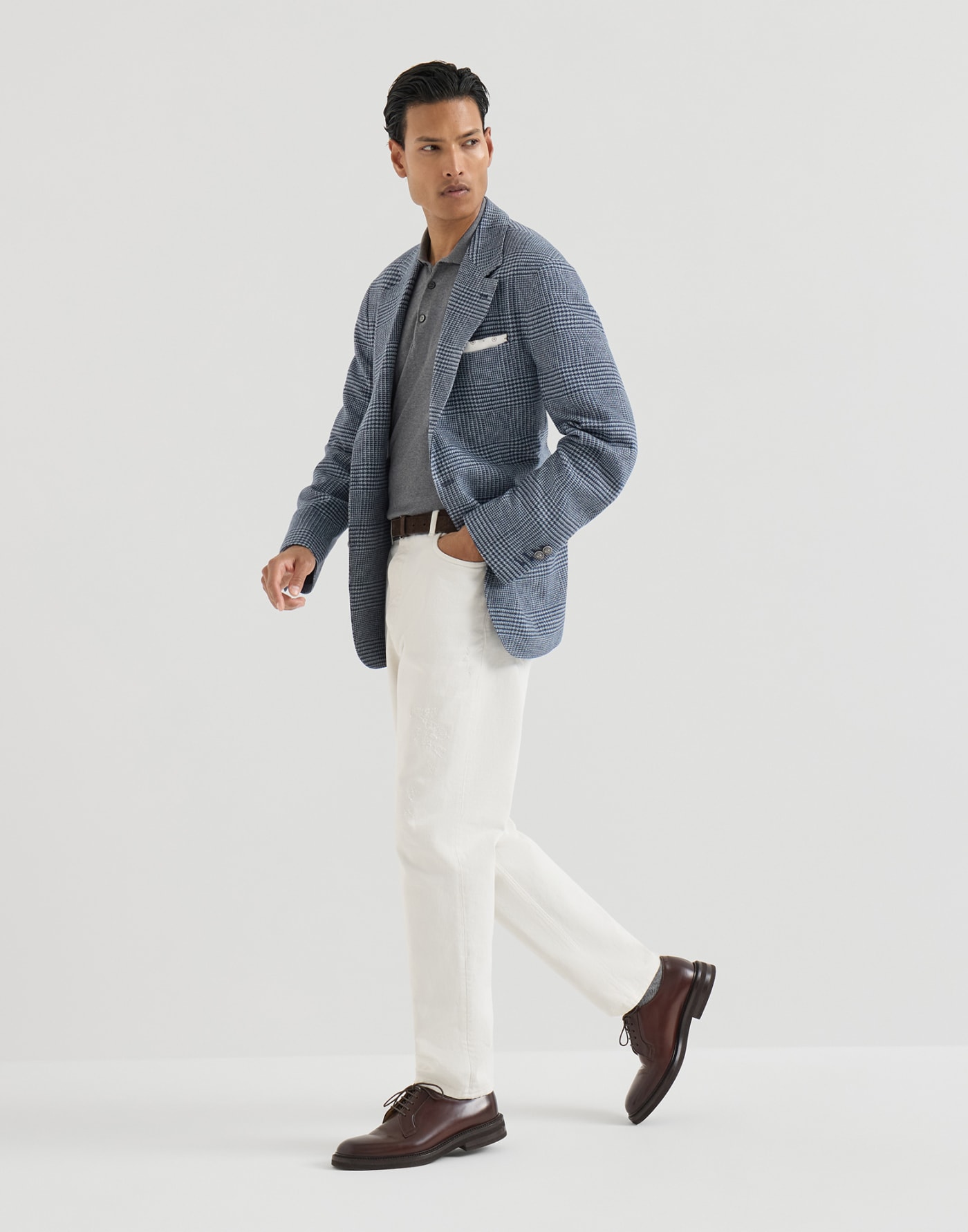 Polo en maille légère de coton Gris Foncé Homme - Brunello Cucinelli