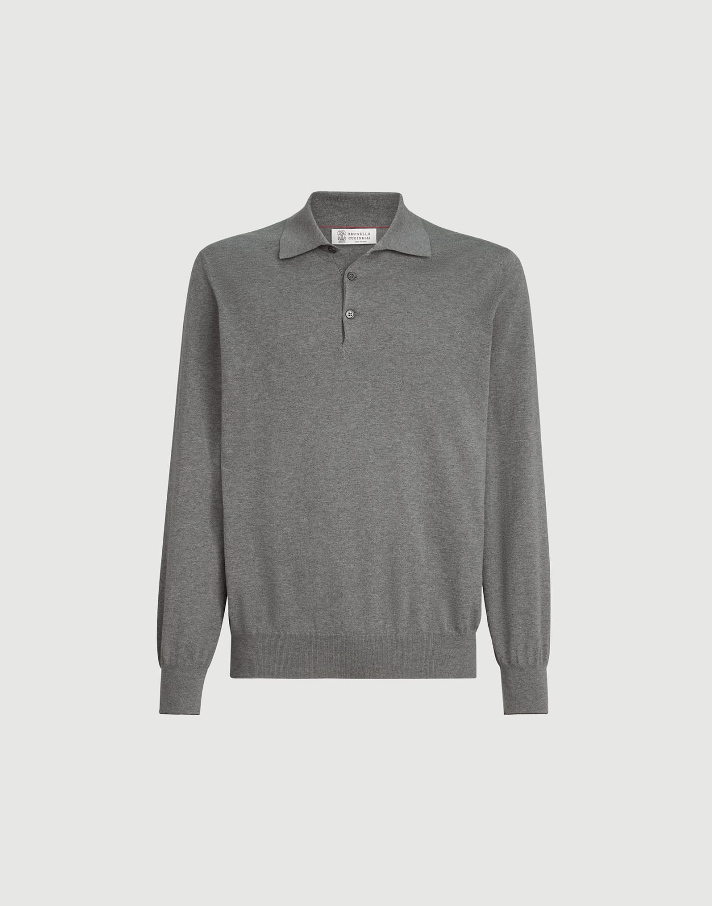 Polo en maille légère de coton Gris Foncé Homme - Brunello Cucinelli