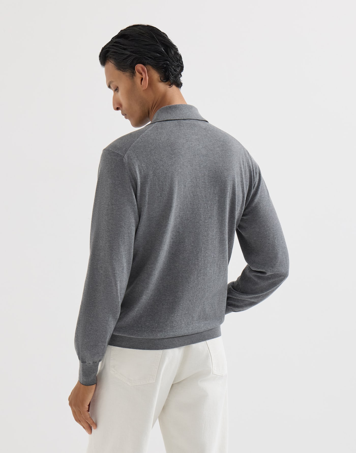 Polo en maille légère de coton Gris Foncé Homme - Brunello Cucinelli