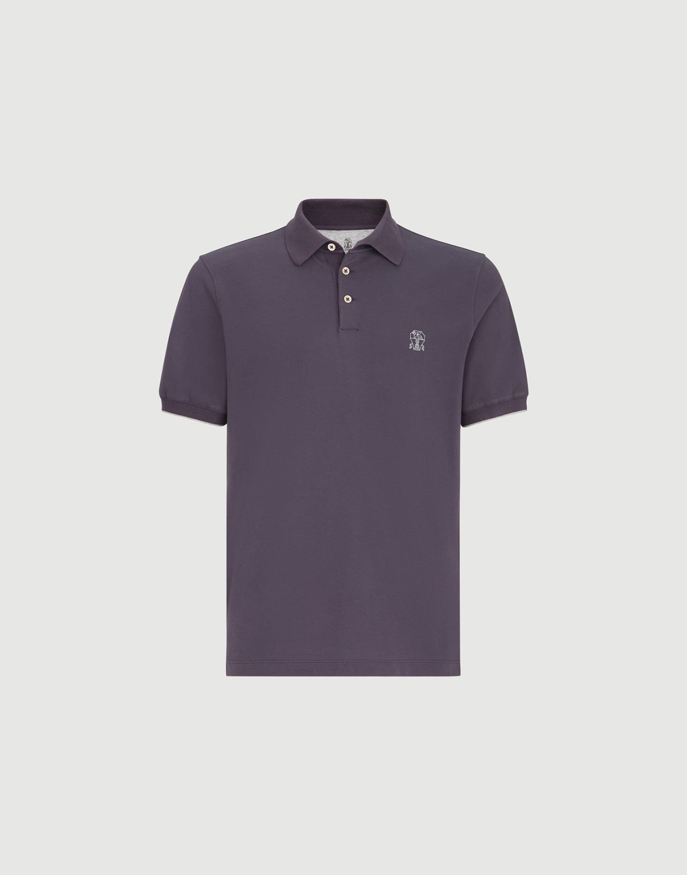 Cotton piqué polo shirt with logo Purple Man - Brunello Cucinelli