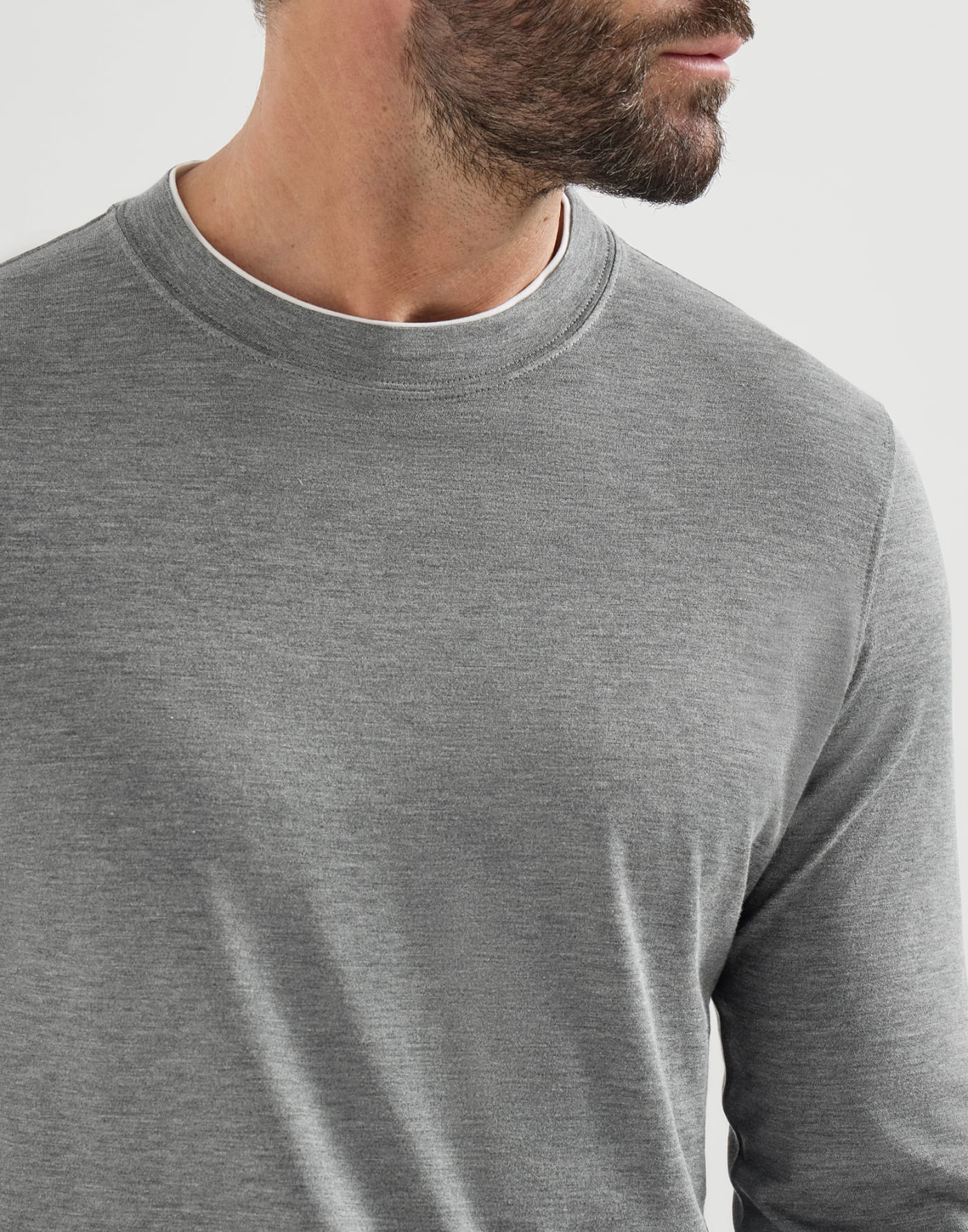Lightweight jersey T-shirt Grey Man - Brunello Cucinelli