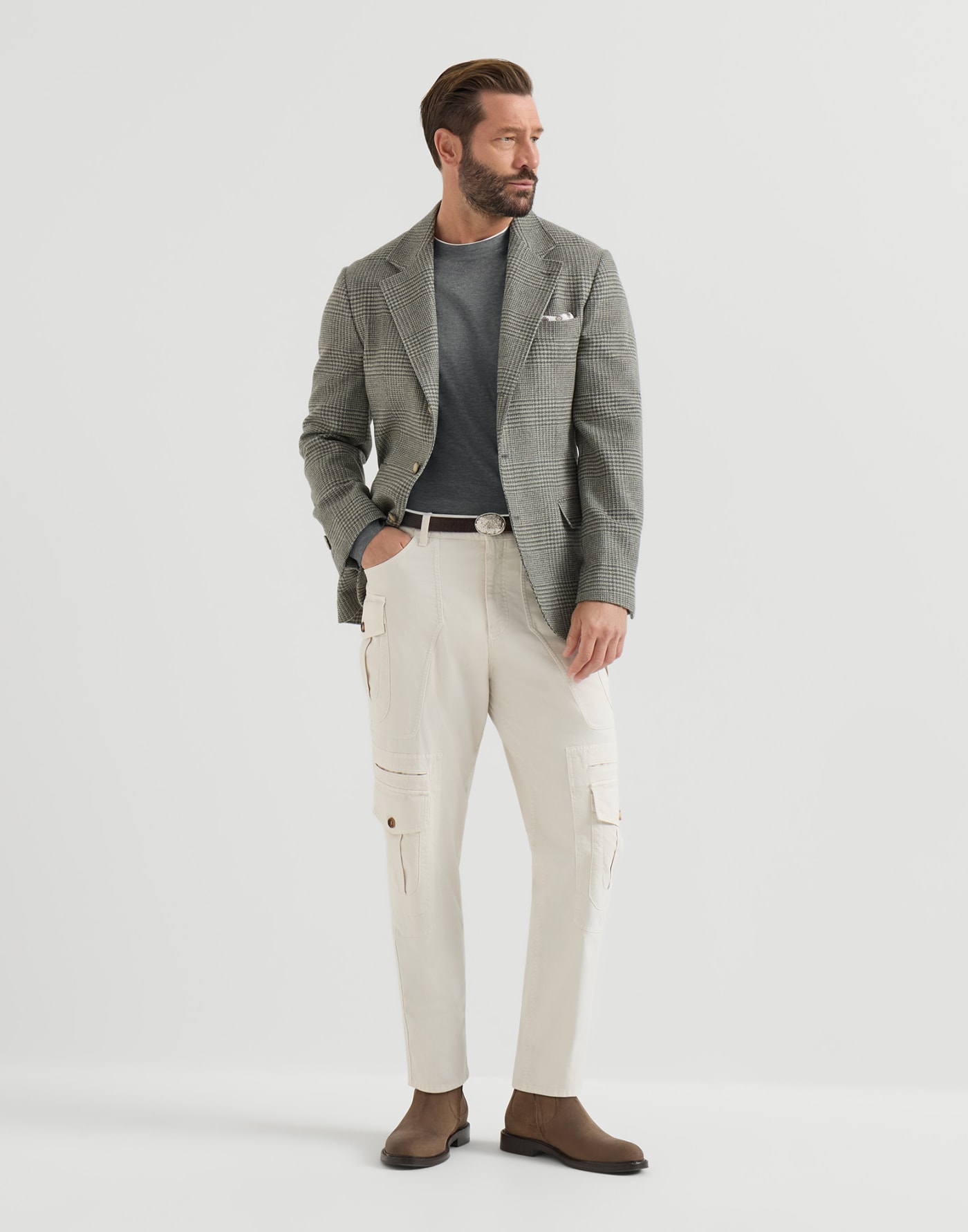 Lightweight jersey T-shirt Grey Man - Brunello Cucinelli