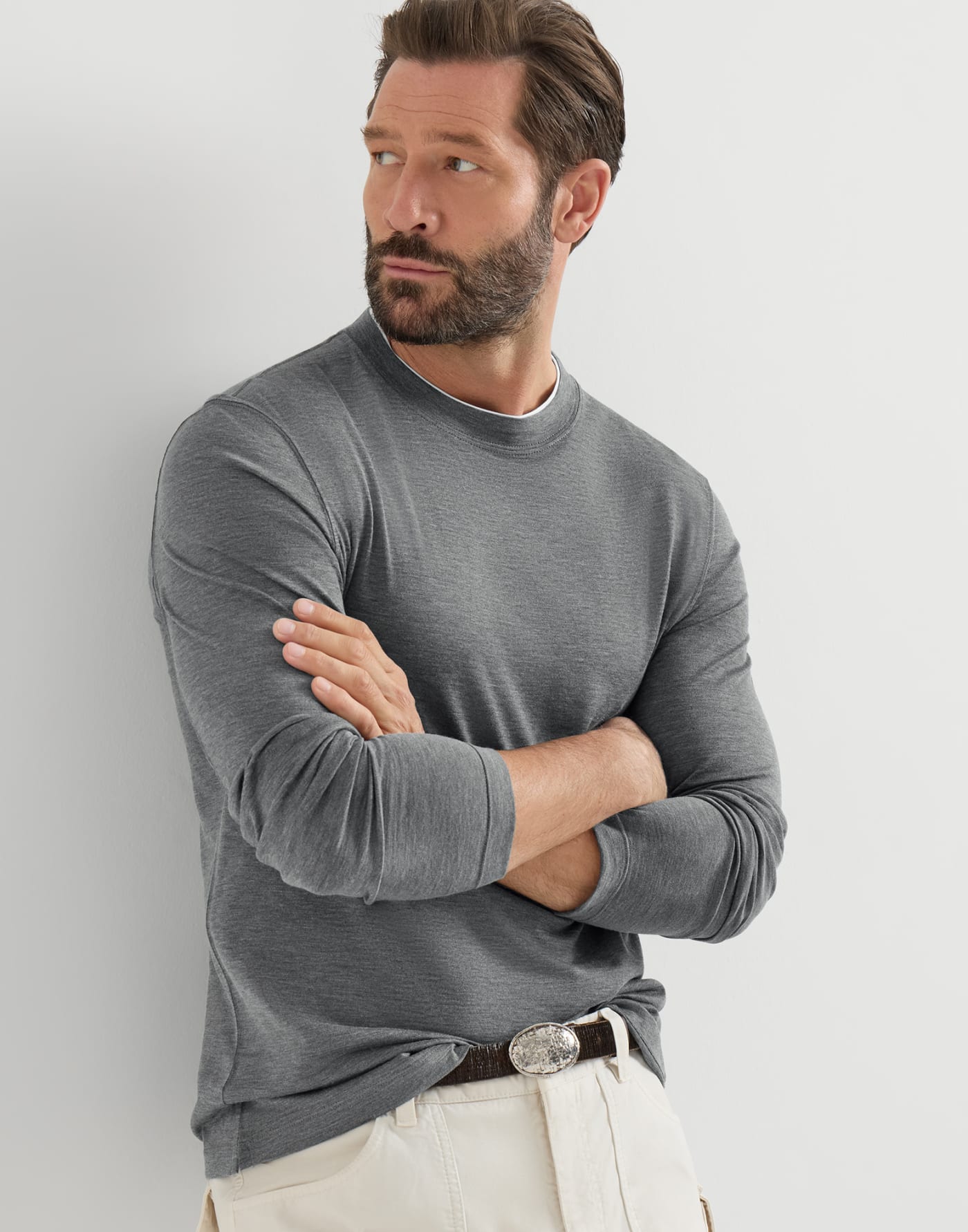 Lightweight jersey T-shirt Grey Man - Brunello Cucinelli