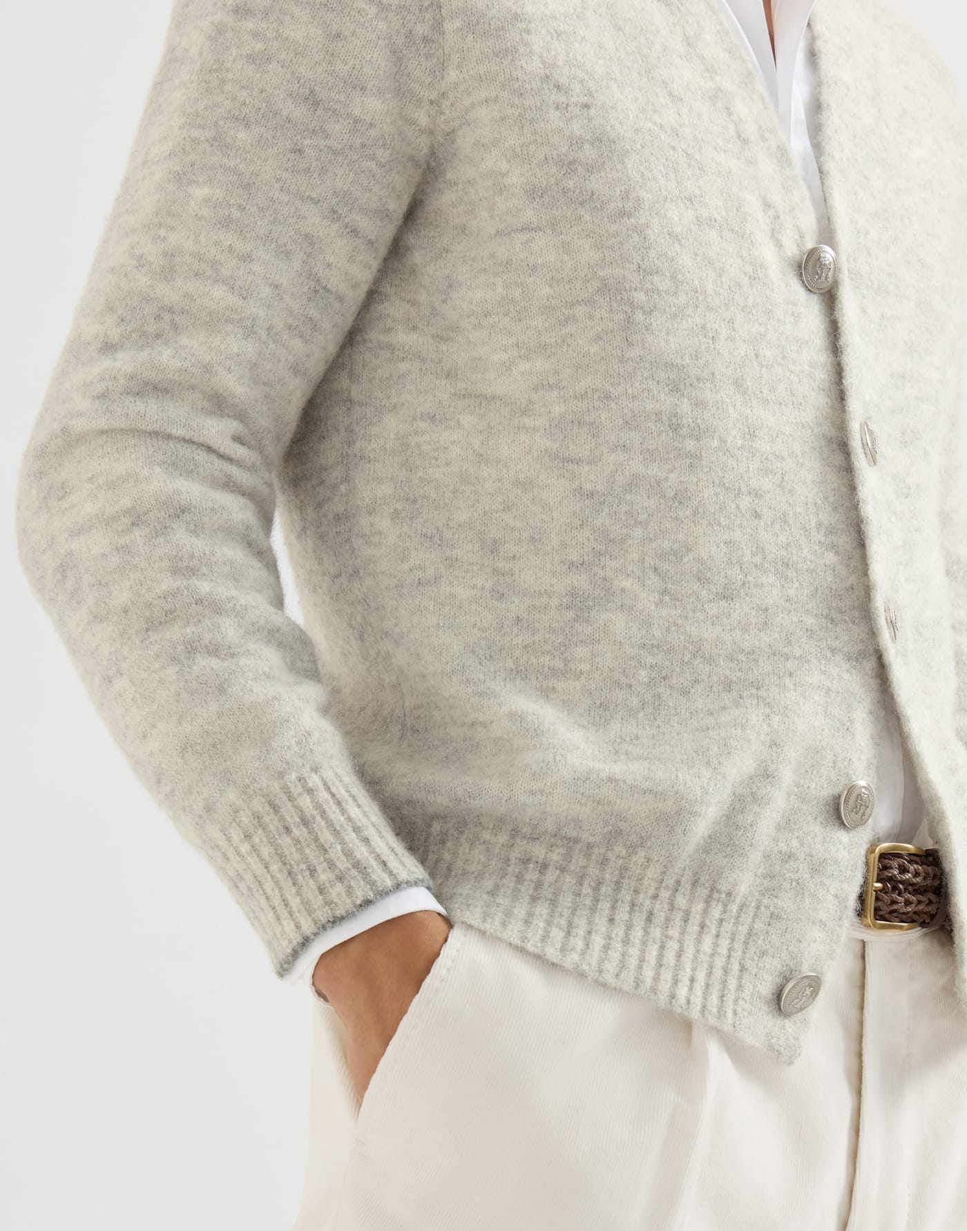 Alpaca-blend cardigan Medium Grey Man - Brunello Cucinelli