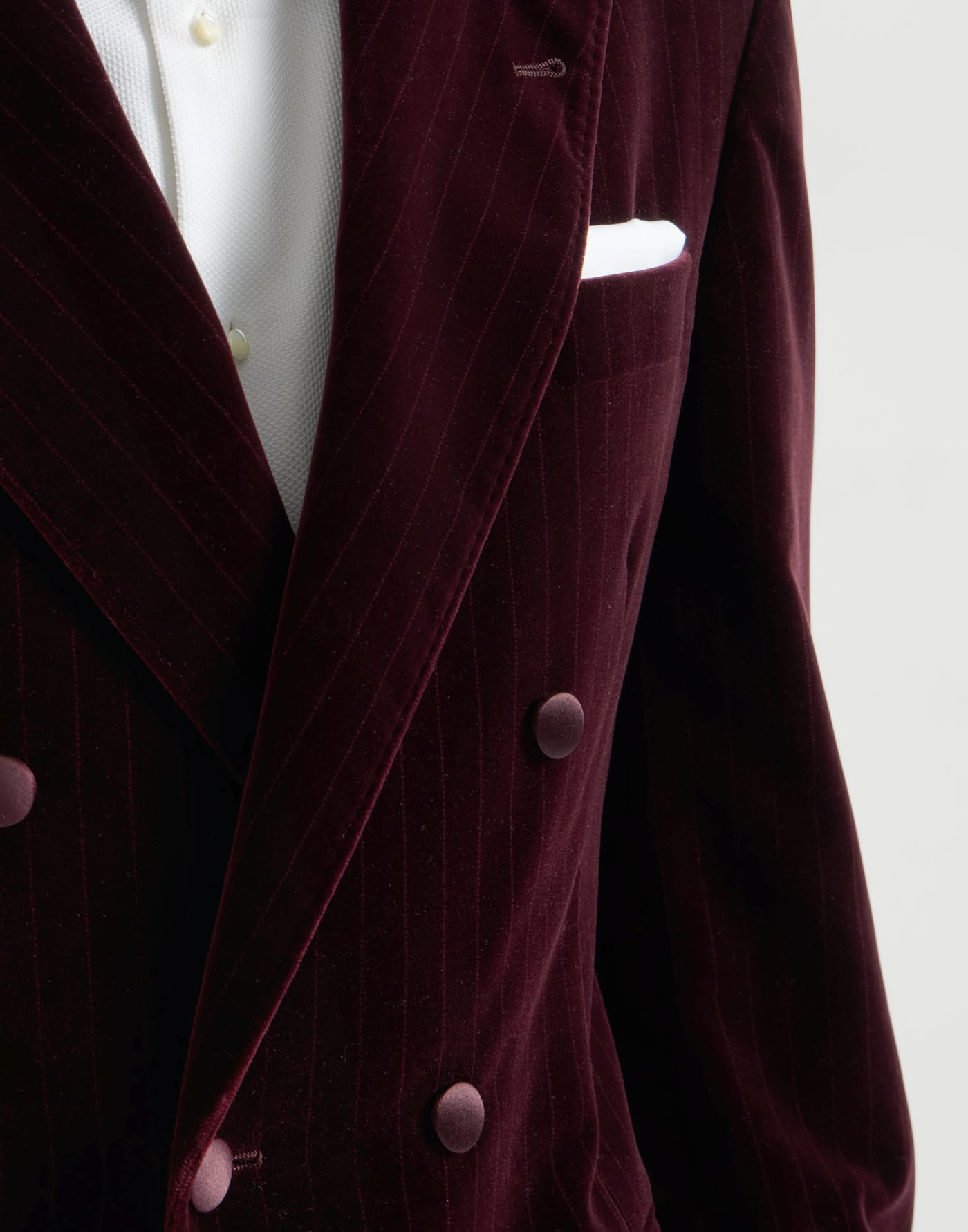 Blazer Smoking de terciopelo a rayas Bermellón Hombre - Brunello Cucinelli