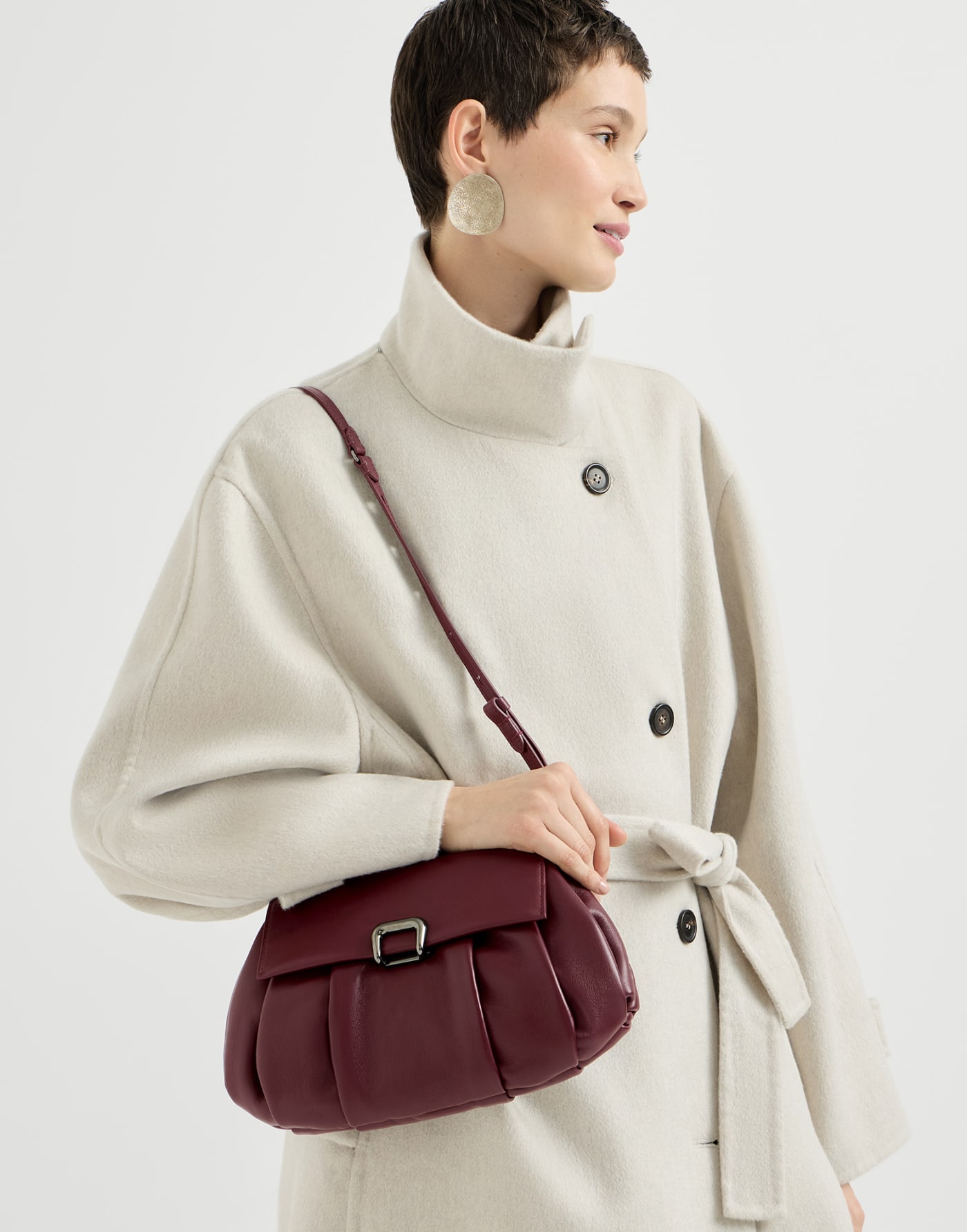 Boule bag in nappa leather Burgundy Woman - Brunello Cucinelli