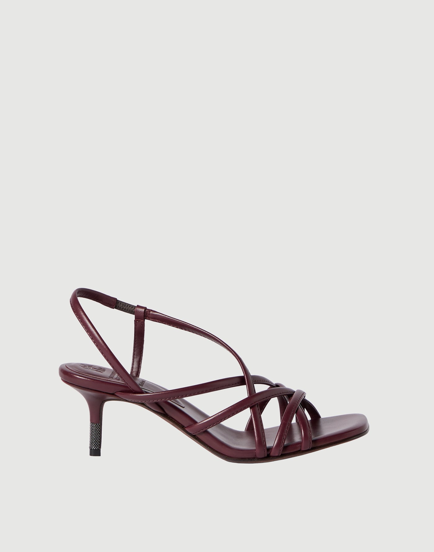 Calfskin city heels with monili Burgundy Woman - Brunello Cucinelli