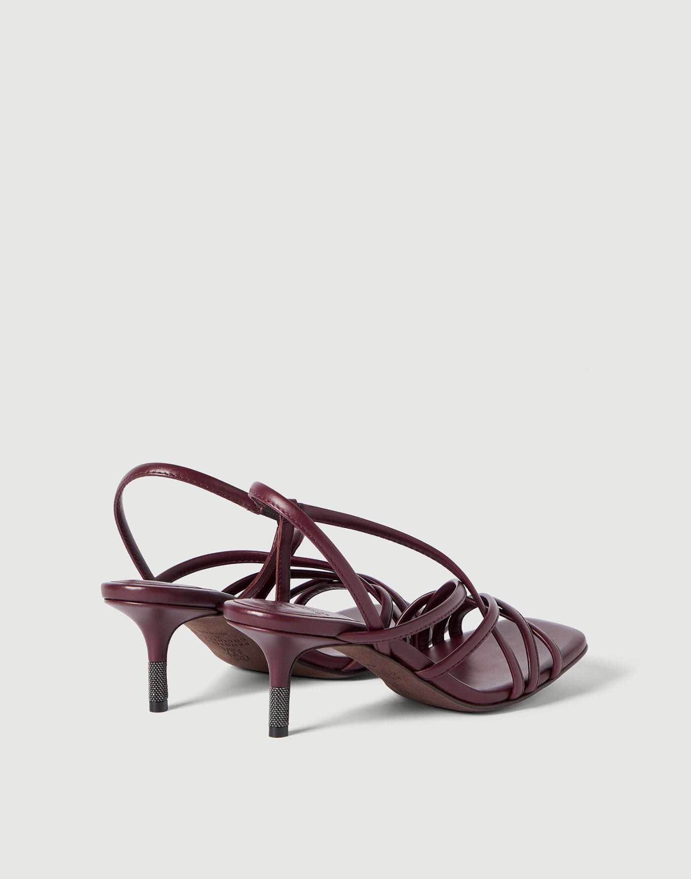 Calfskin city heels with monili Burgundy Woman - Brunello Cucinelli