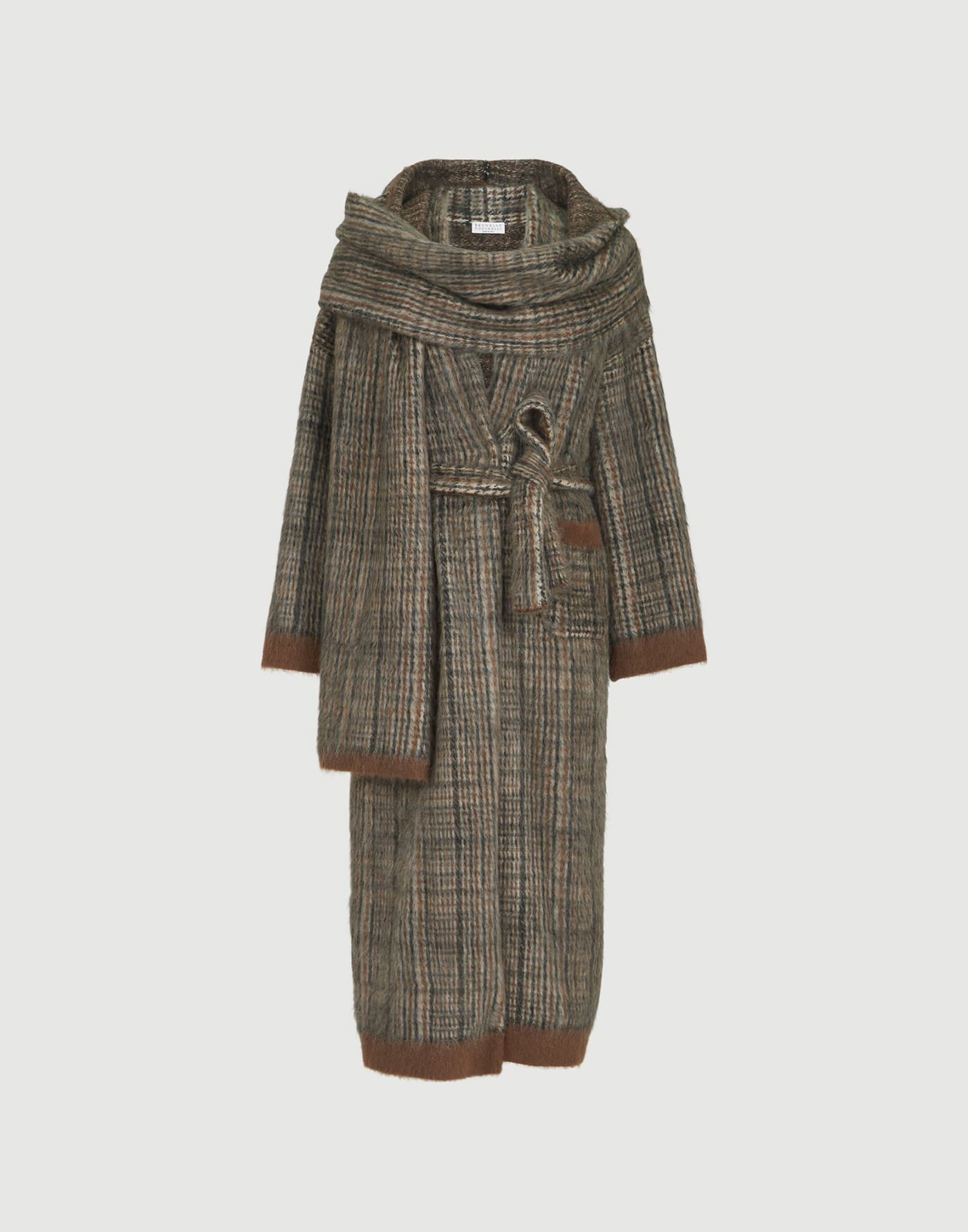 Prince of Wales double knit coat Brown Woman - Brunello Cucinelli