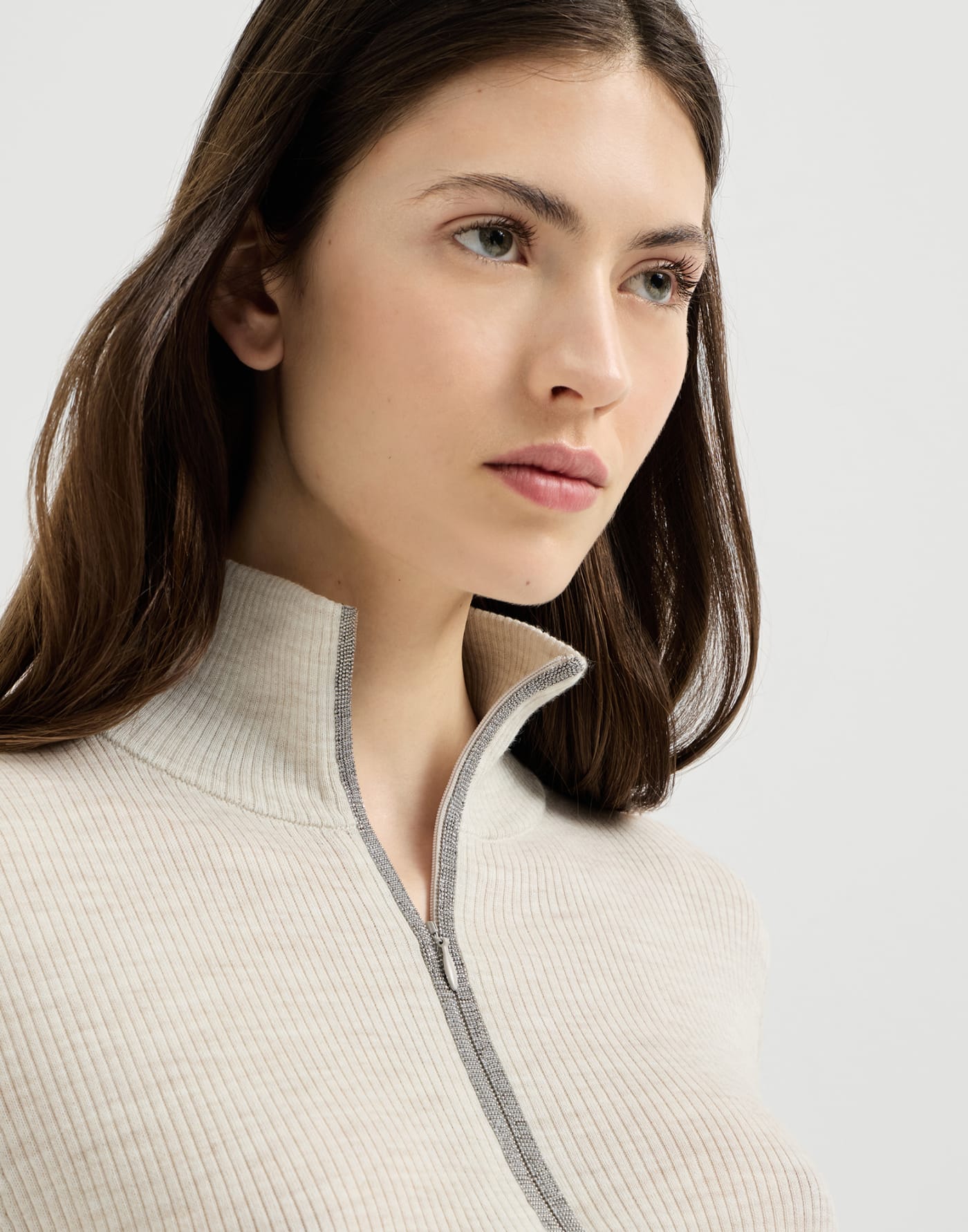 Virgin wool and cashmere sweater Pearl Grey Woman - Brunello Cucinelli