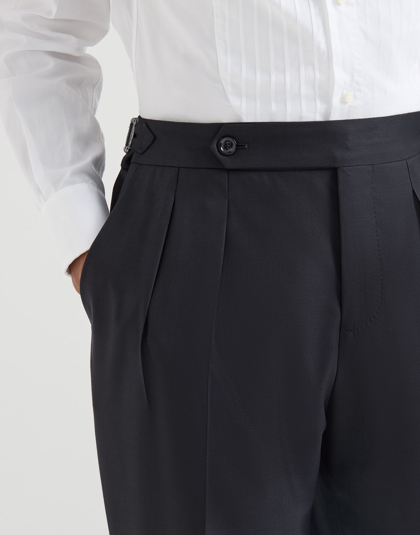 Tuxedo trousers with pleats Navy Blue Man - Brunello Cucinelli
