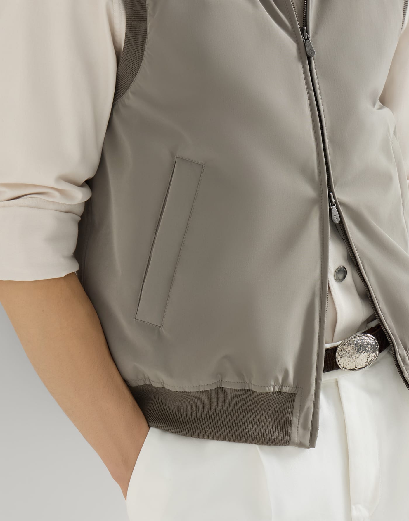 Weste aus Nylon mit Wattierung Armeegrün Herren - Brunello Cucinelli