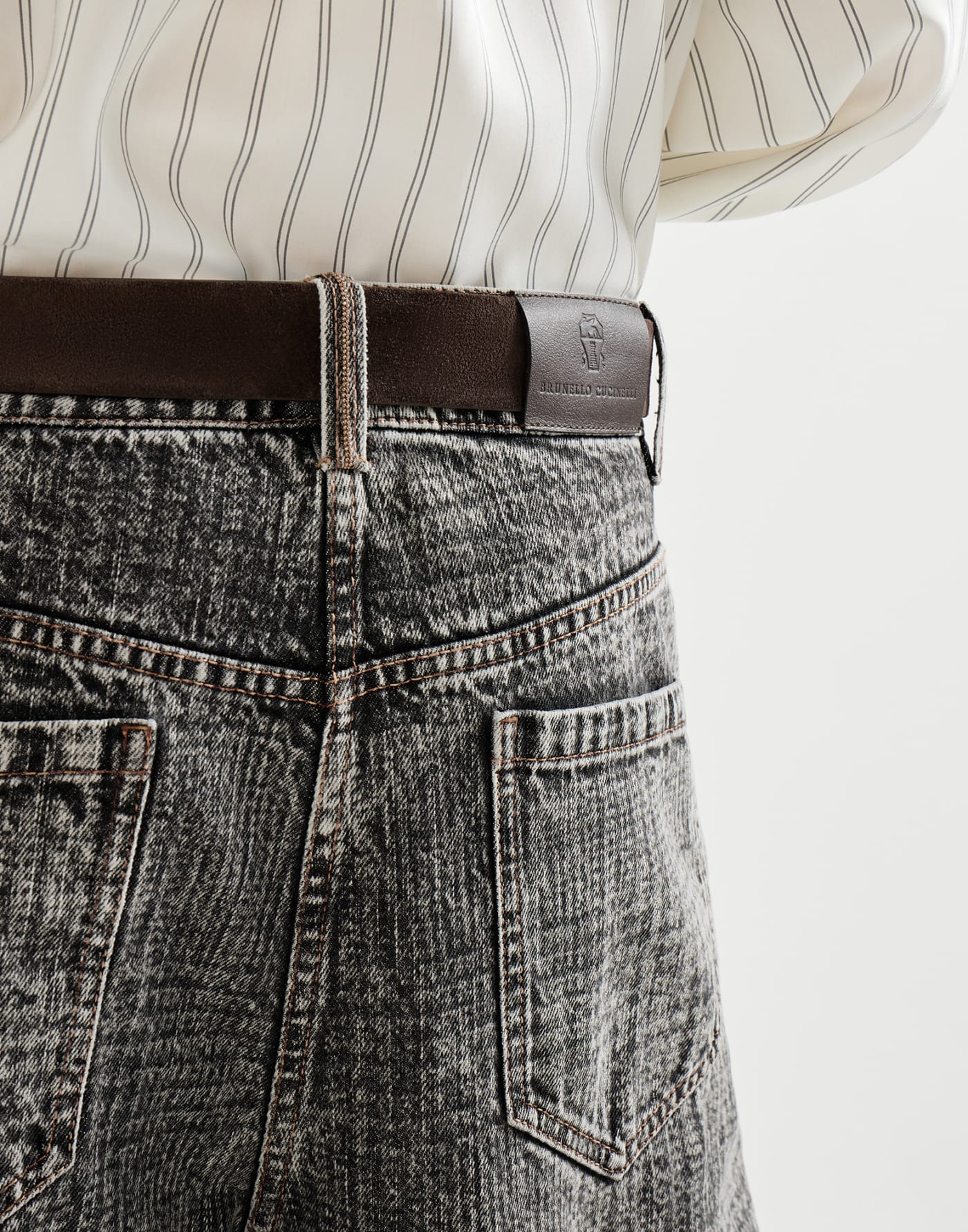 Prince of Wales wide trousers Dark Grey Woman - Brunello Cucinelli