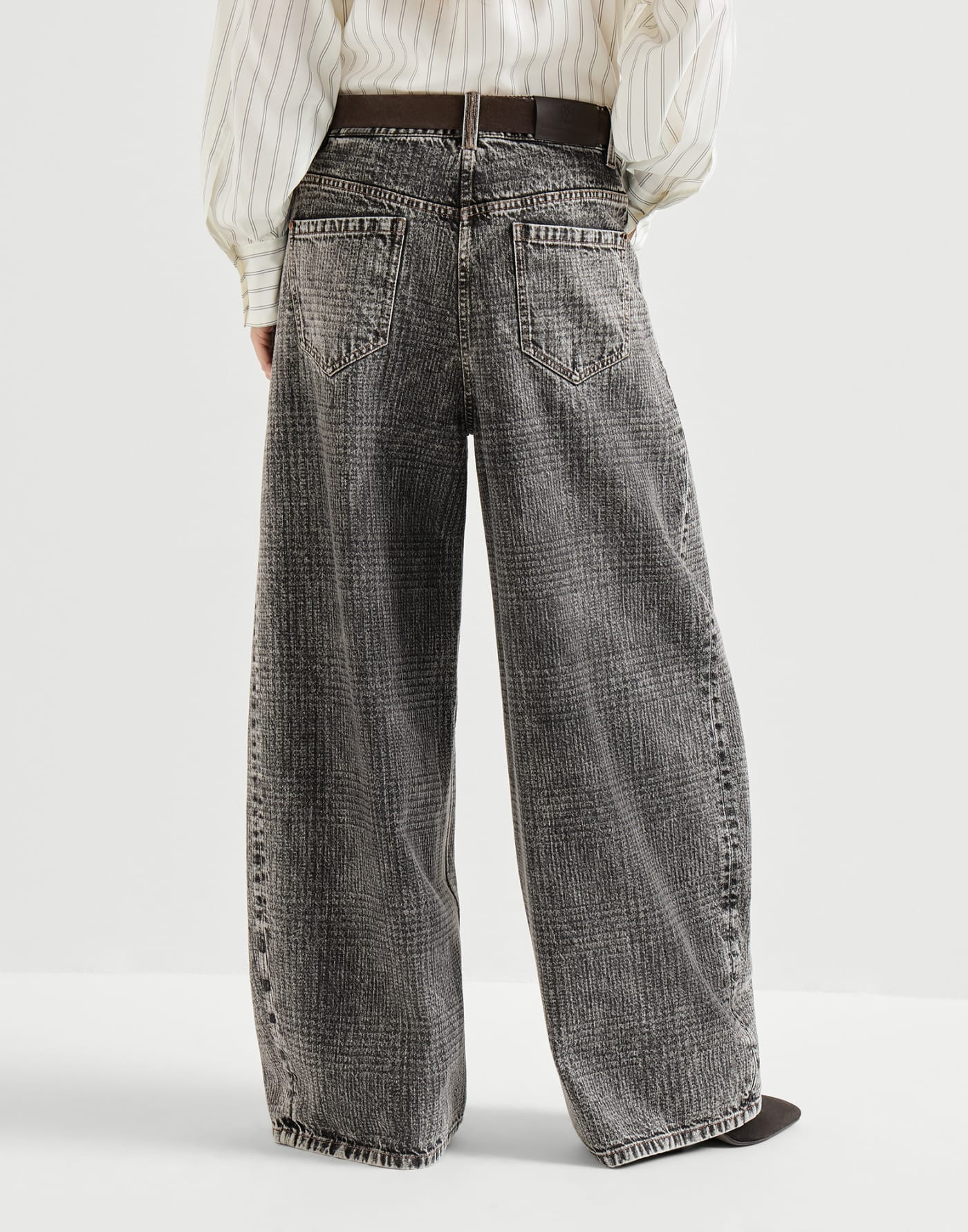 Prince of Wales wide trousers Dark Grey Woman - Brunello Cucinelli