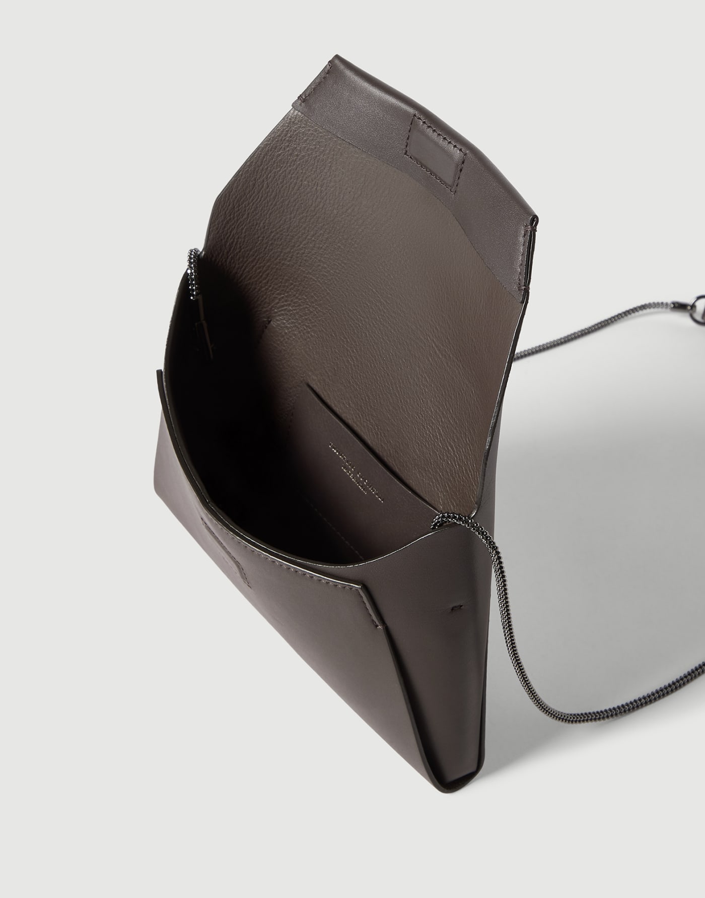 Duo pochette in calfskin with precious chain Rust Brown Woman - Brunello Cucinelli