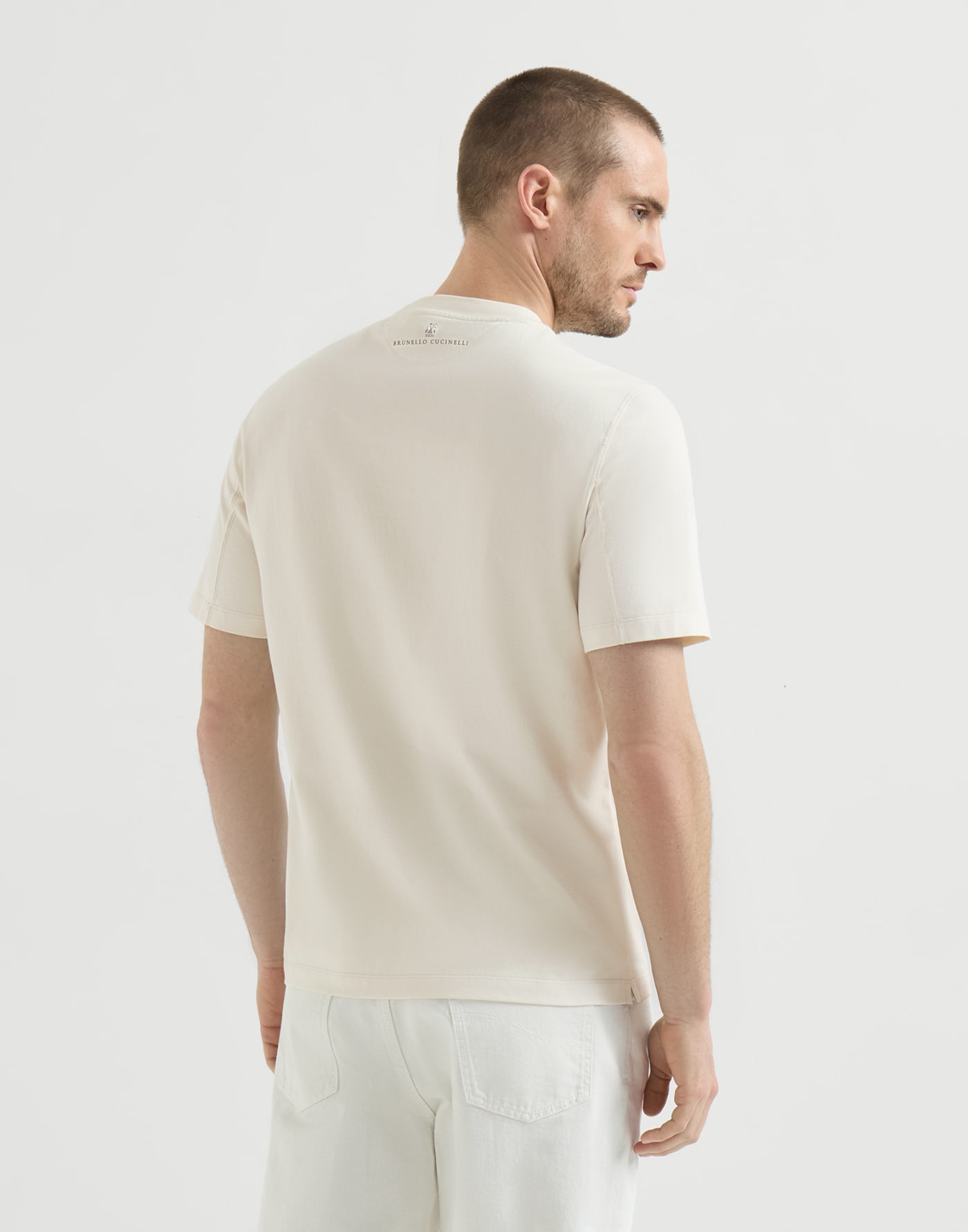 T-shirt avec broderie et imprimé Blanc Homme - Brunello Cucinelli