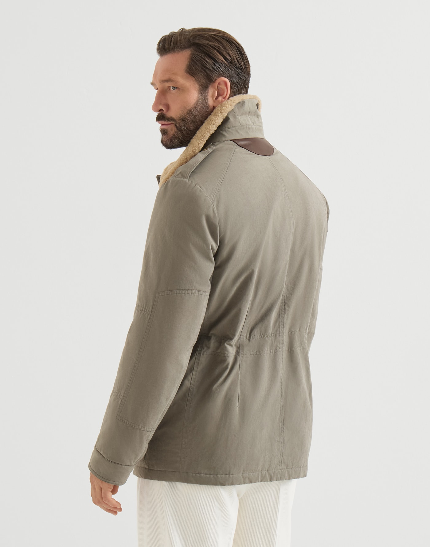 Techno cotton safari jacket Khaki Man - Brunello Cucinelli