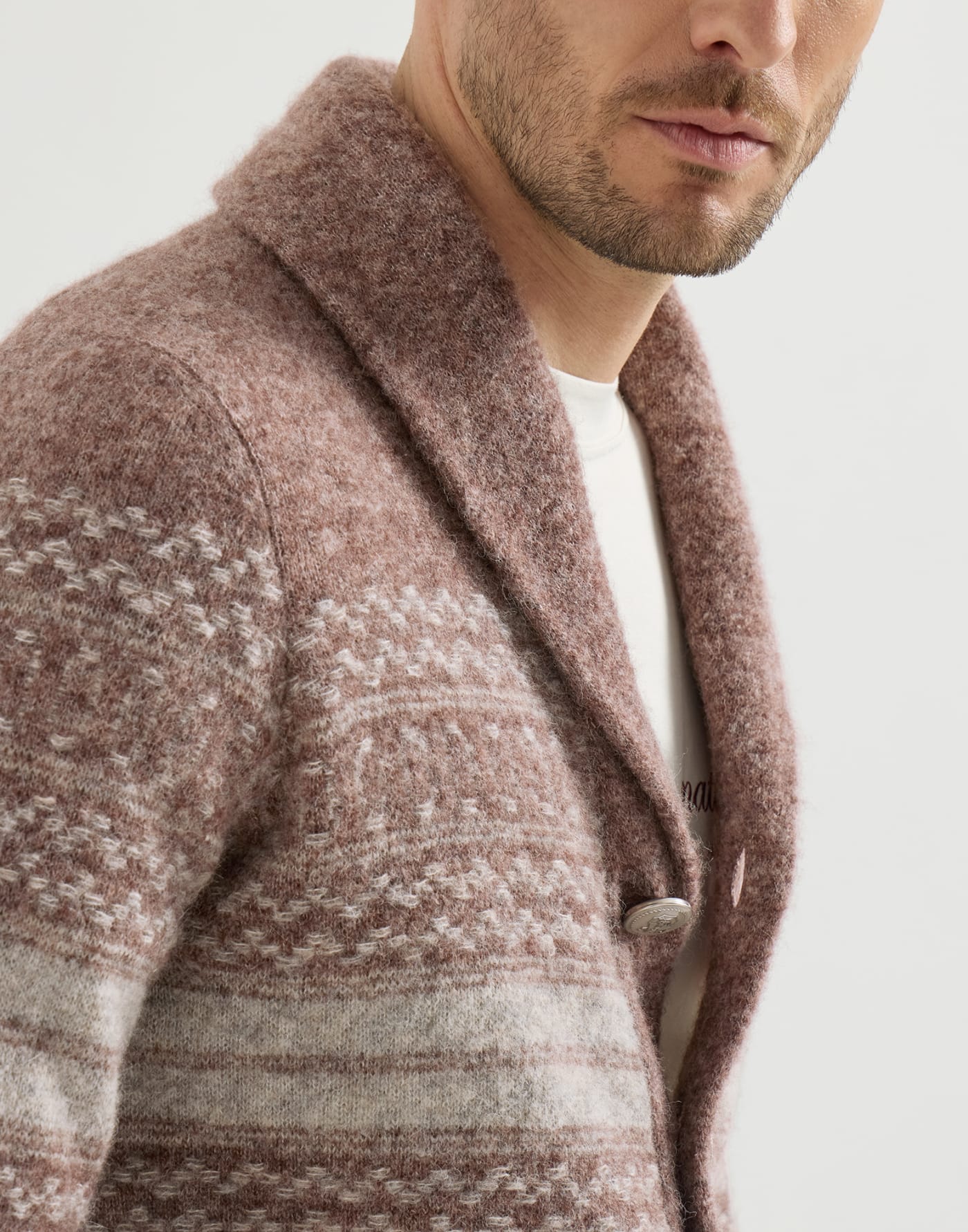 Nordic Jacquard cardigan Red Man - Brunello Cucinelli