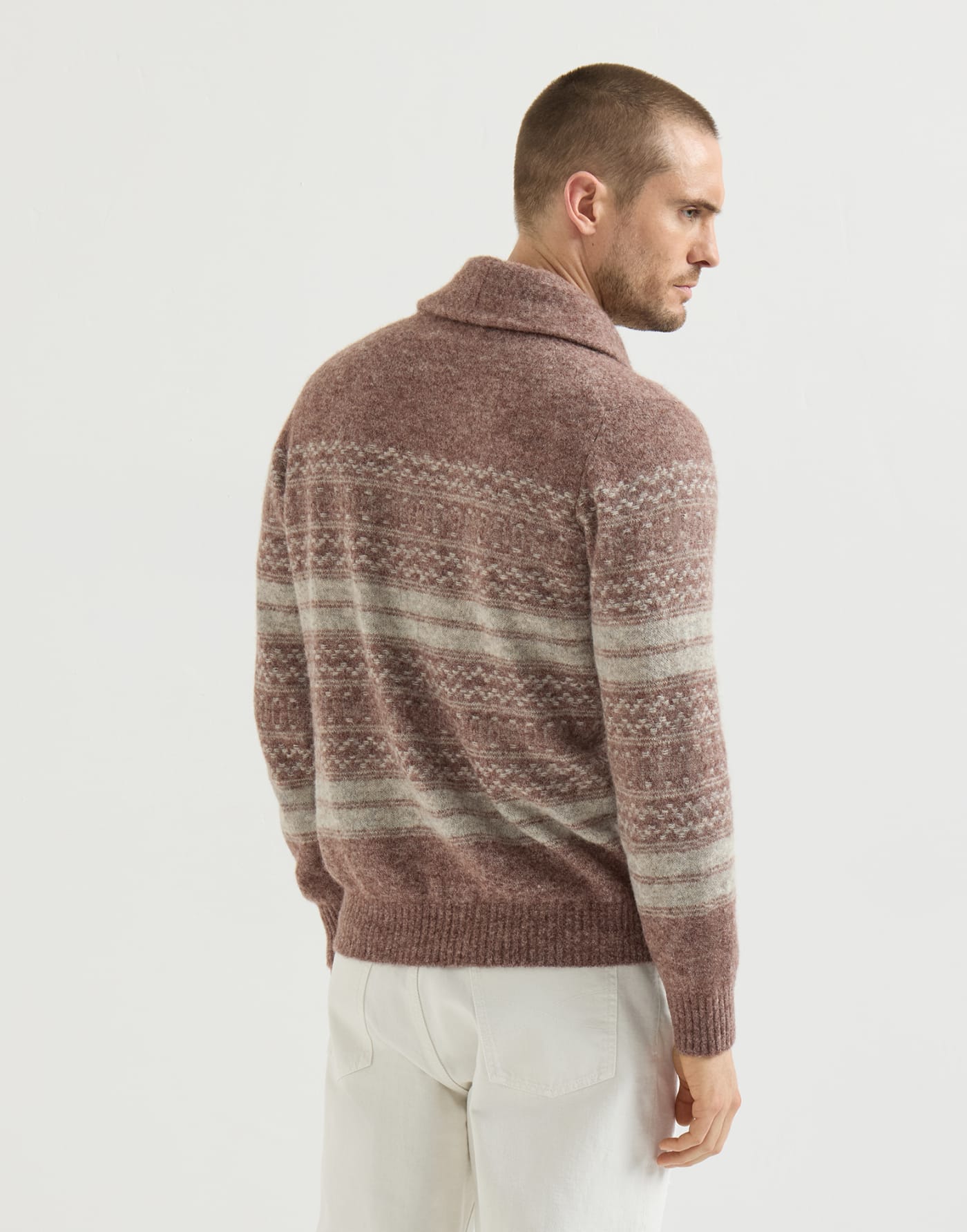 Nordic Jacquard cardigan Red Man - Brunello Cucinelli
