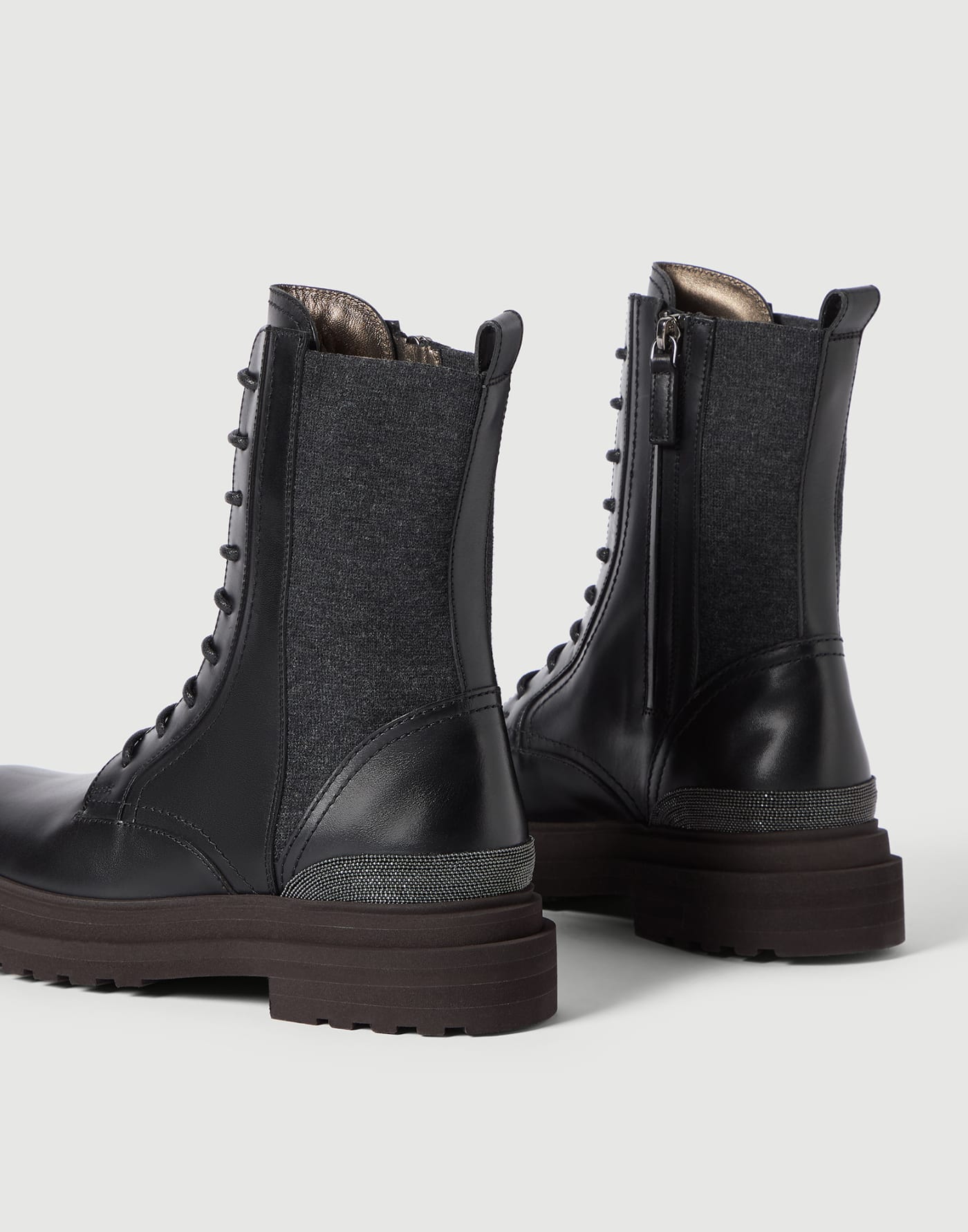 Matte calfskin and flannel boots Black Woman - Brunello Cucinelli