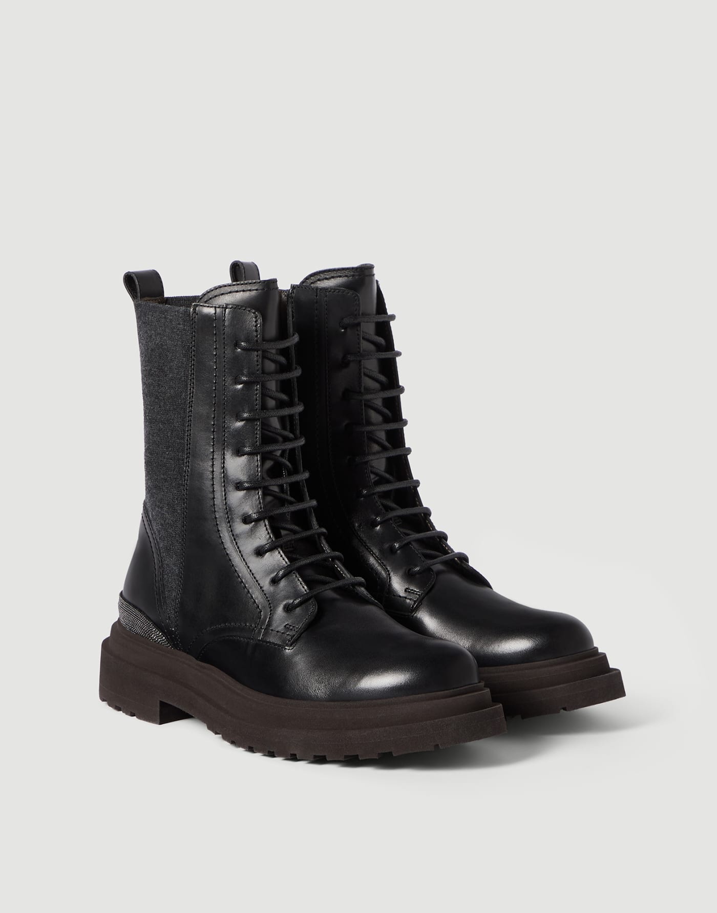 Matte calfskin and flannel boots Black Woman - Brunello Cucinelli