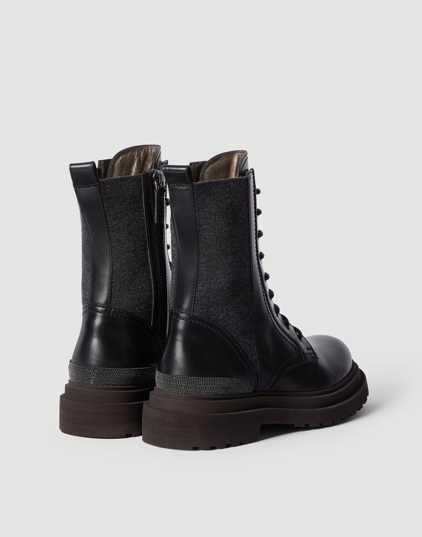 Matte calfskin and flannel boots Black Woman - Brunello Cucinelli