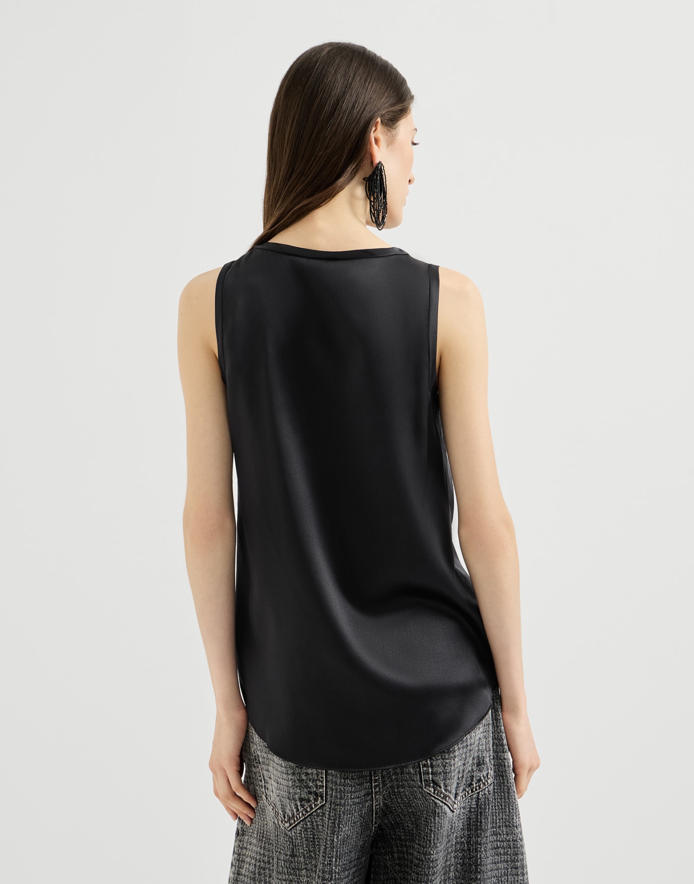 Stretch silk satin camisole Black Woman - Brunello Cucinelli