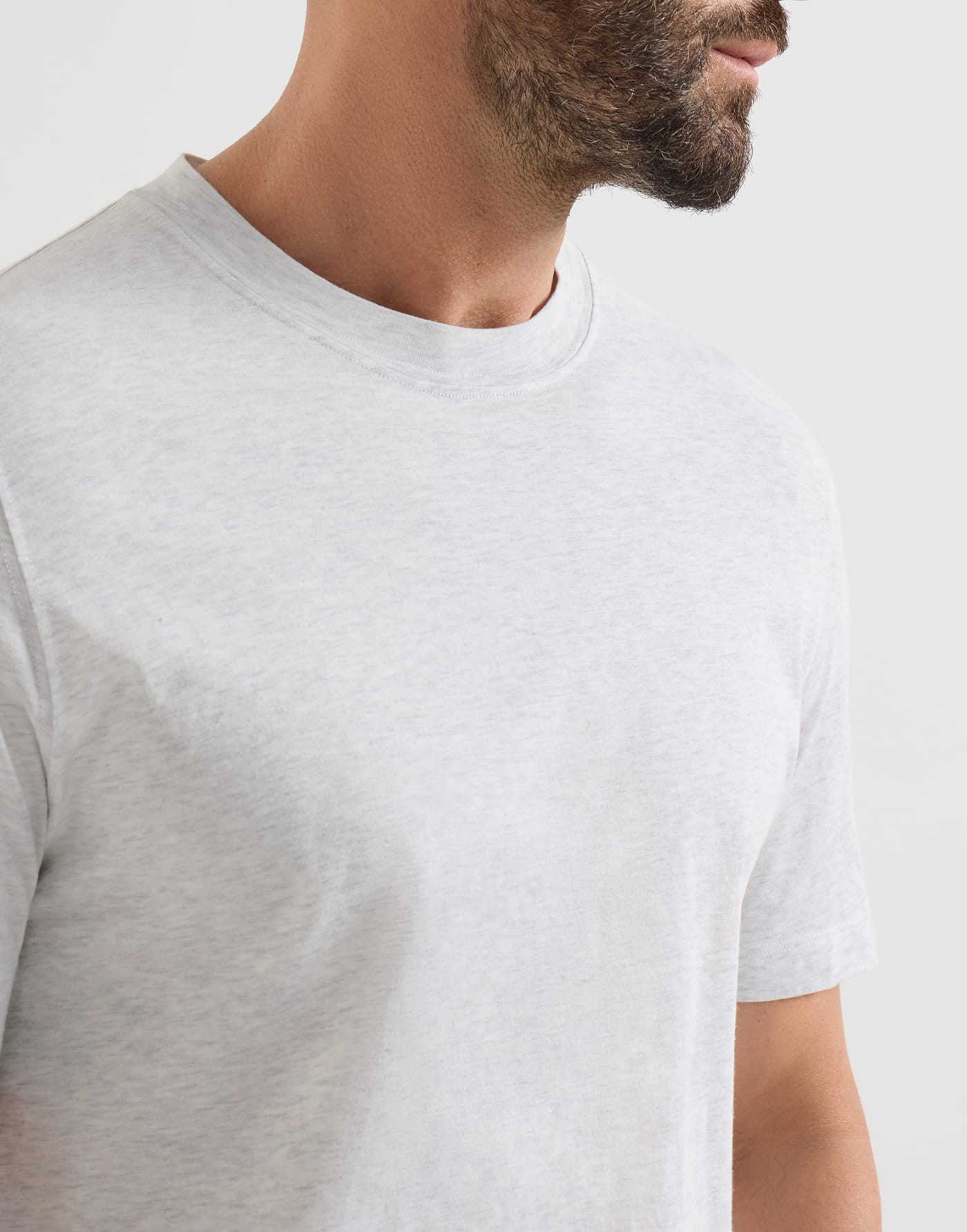 コットンジャージー クルーネックTシャツ パール メンズ - Brunello Cucinelli