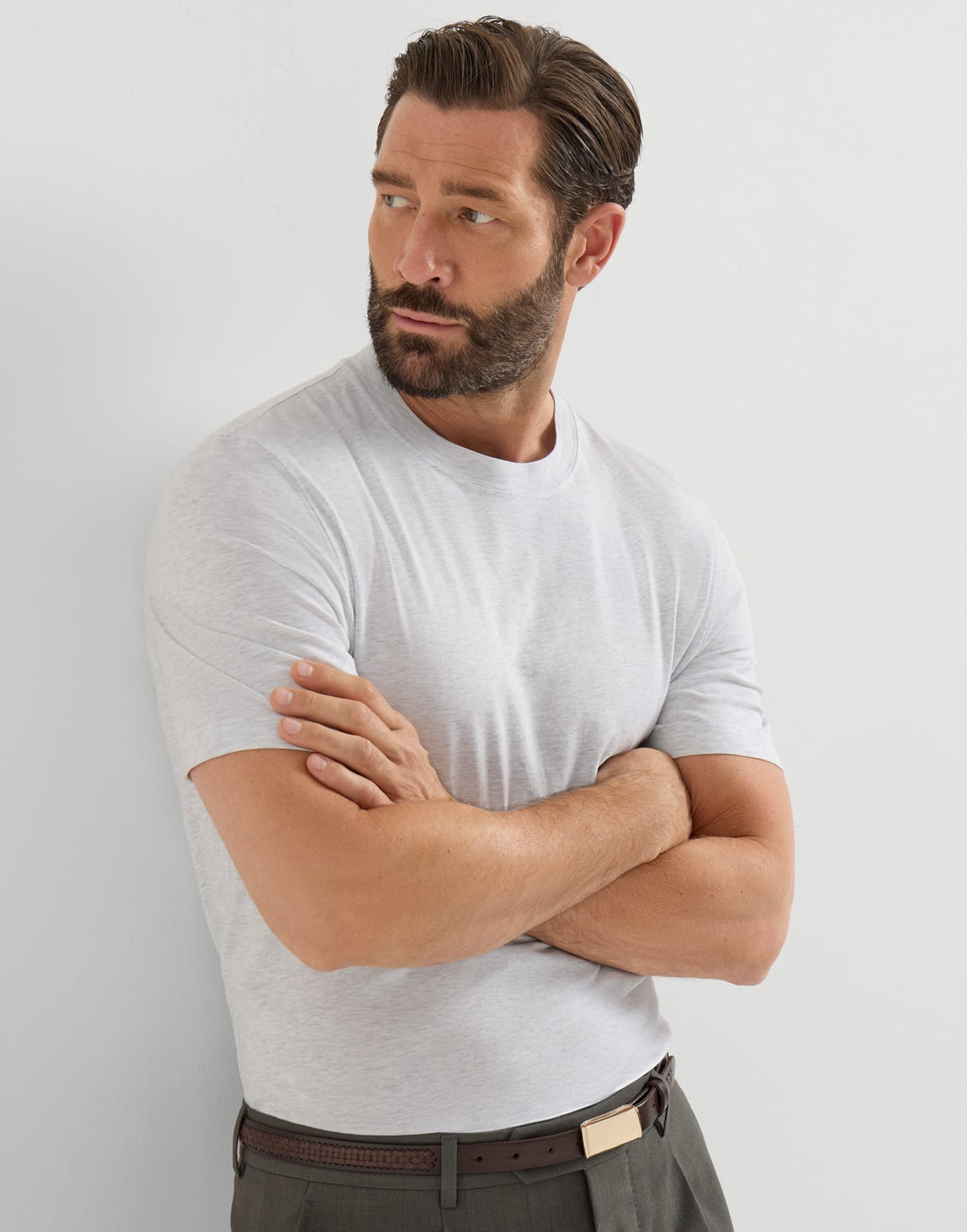 コットンジャージー クルーネックTシャツ パール メンズ - Brunello Cucinelli