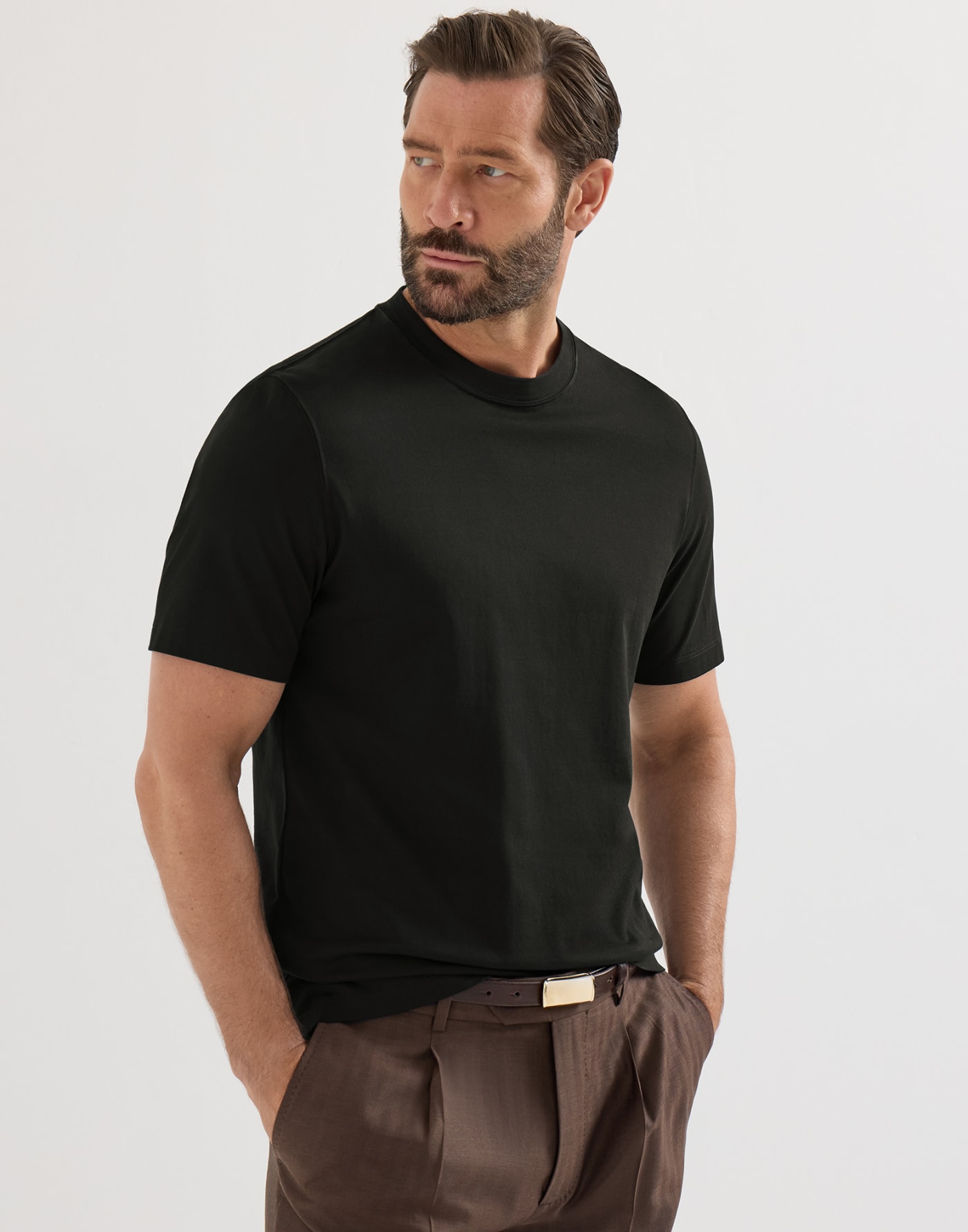 Cotton jersey crew neck T-shirt Black Man - Brunello Cucinelli