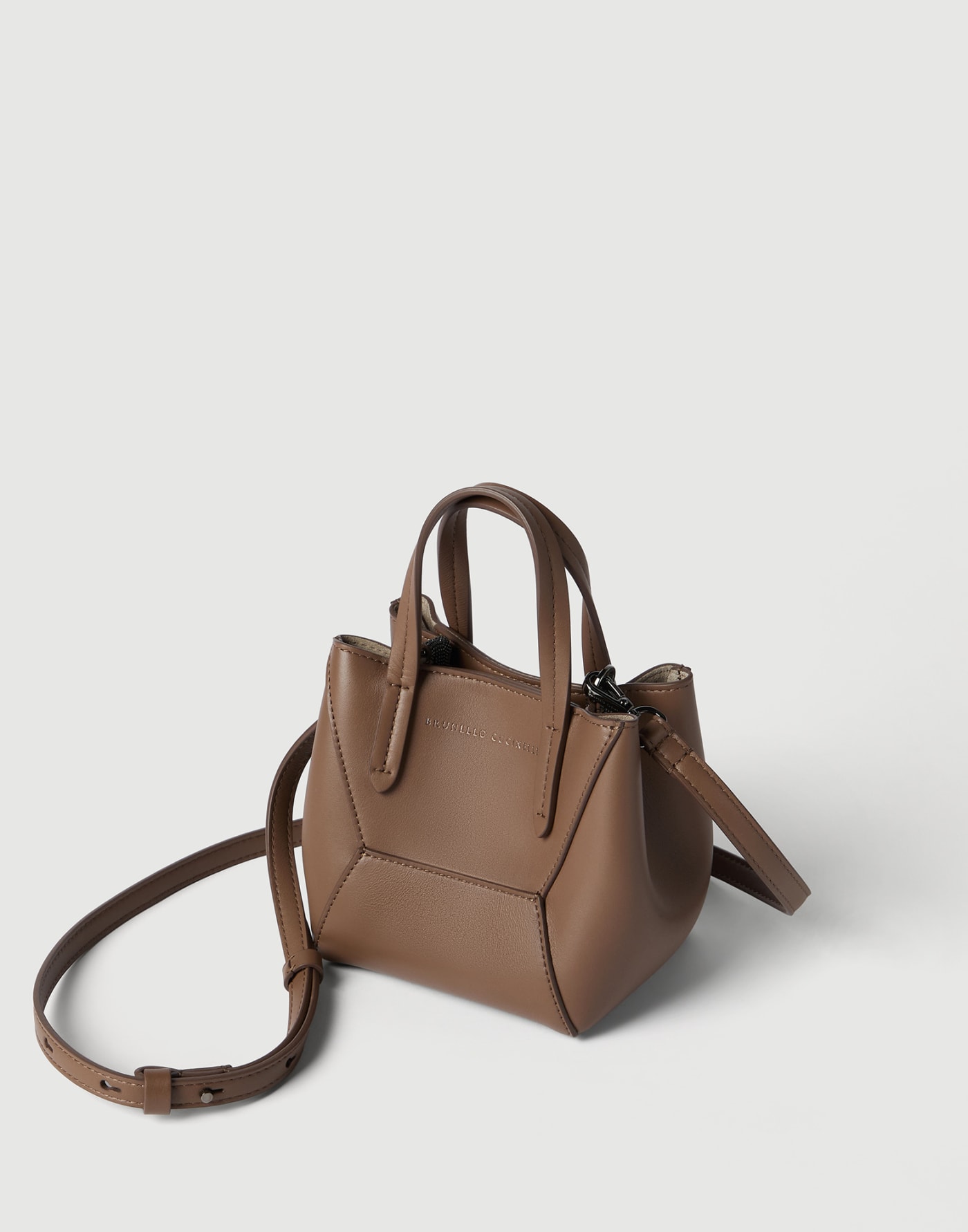 Calfskin BC Duo mini bag Brown Gianduia Woman - Brunello Cucinelli