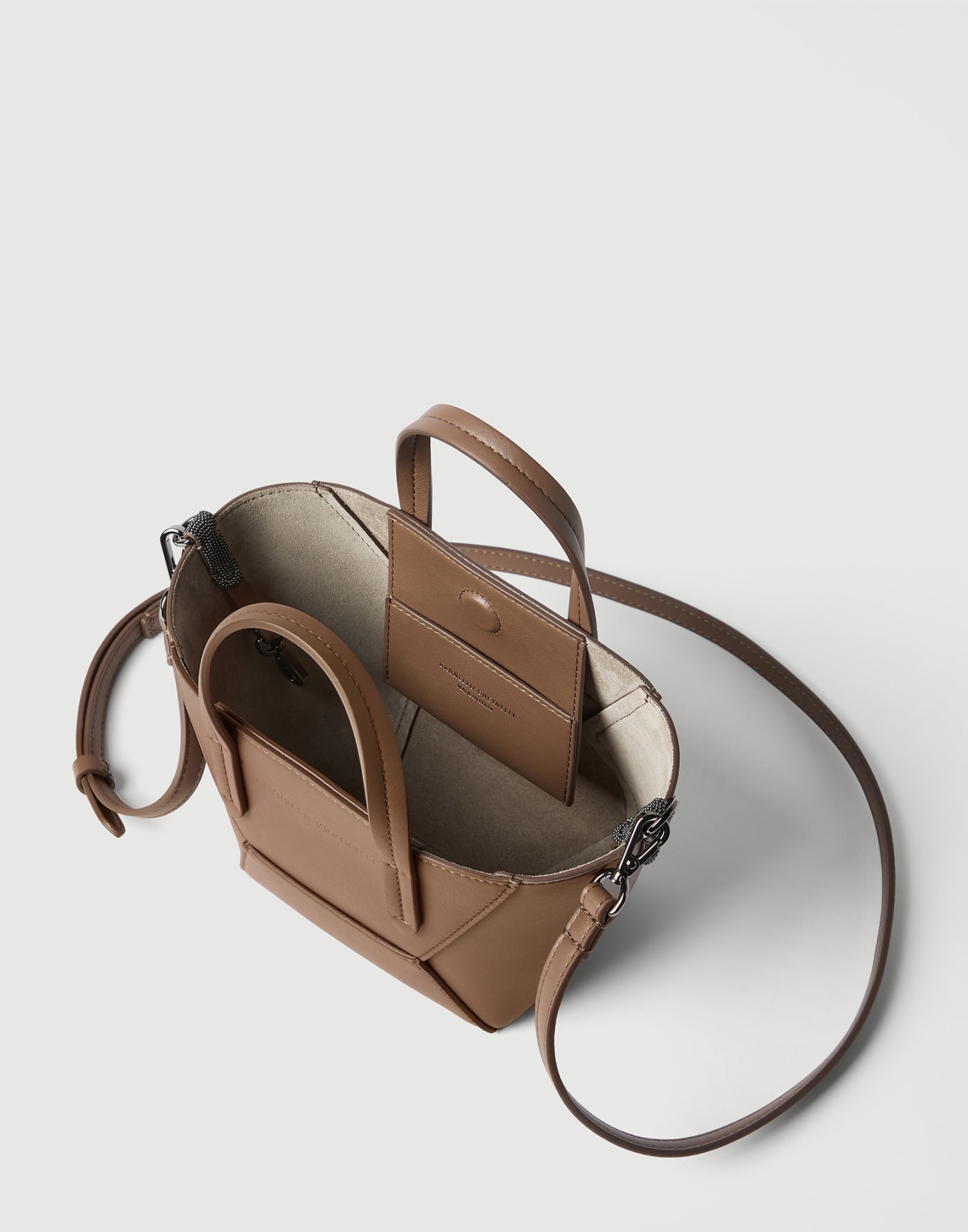 Calfskin BC Duo mini bag Brown Gianduia Woman - Brunello Cucinelli
