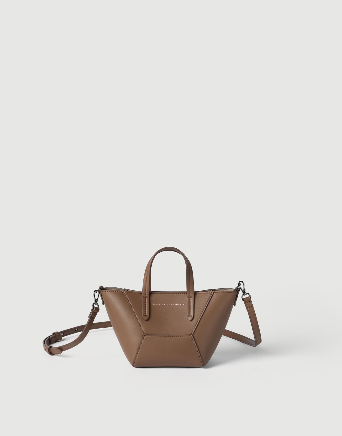 Calfskin BC Duo mini bag Brown Gianduia Woman - Brunello Cucinelli